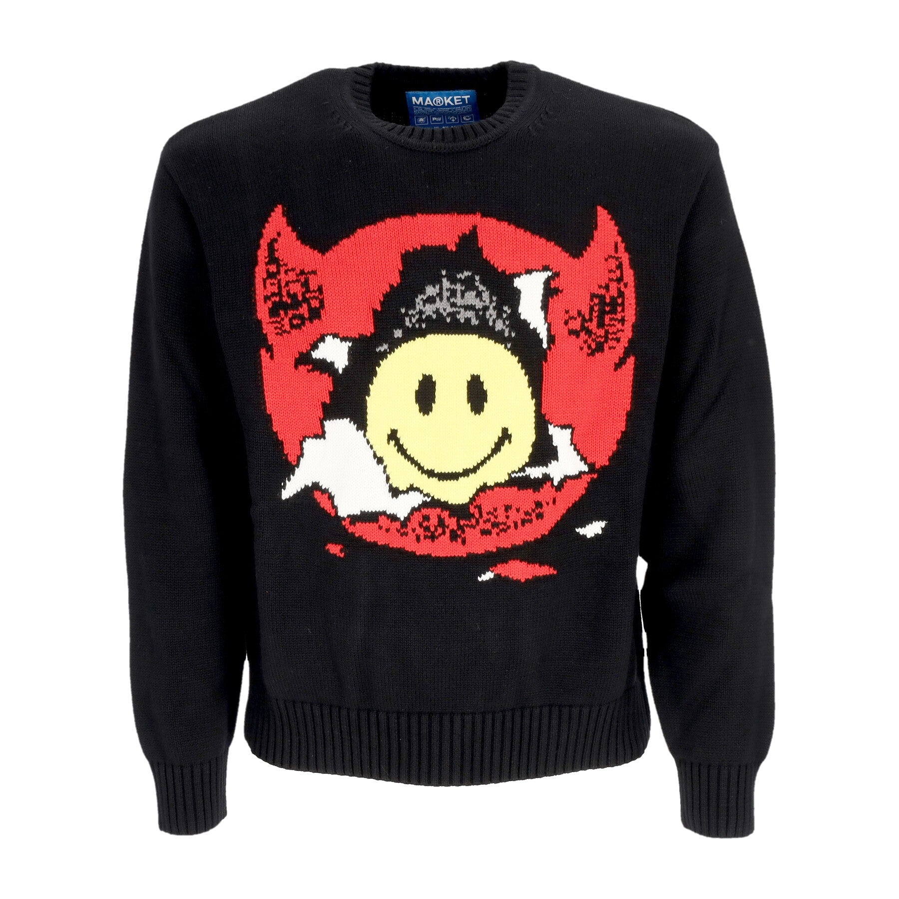 Market, Maglione Leggero Uomo Smiley Inner Peace Sweater, Black