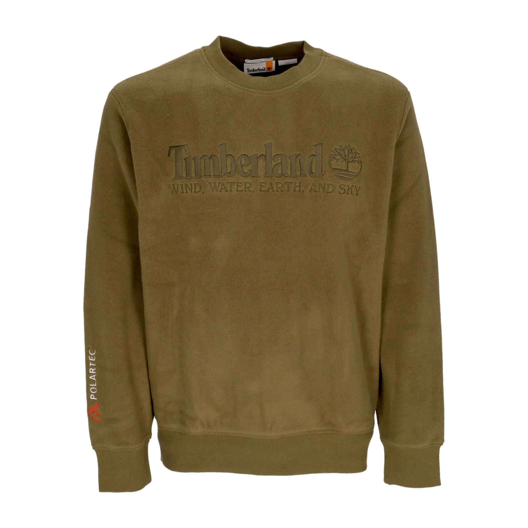 Timberland, Felpa Girocollo Uomo Linear Logo Crewneck, Dark Olive