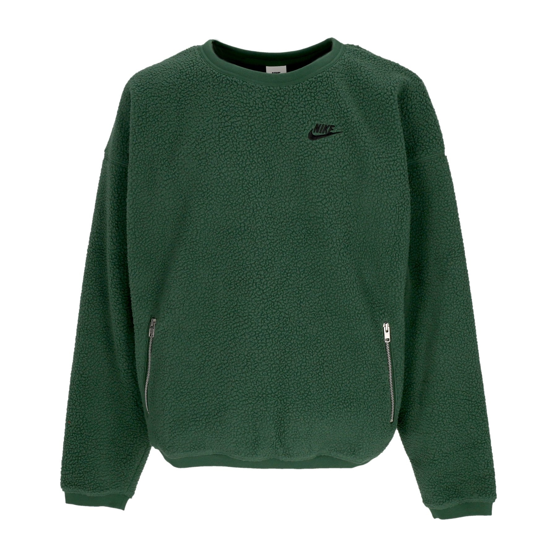 Nike, Felpa Girocollo Uomo Club+ Fleece Winterized Crewneck, Fir/black