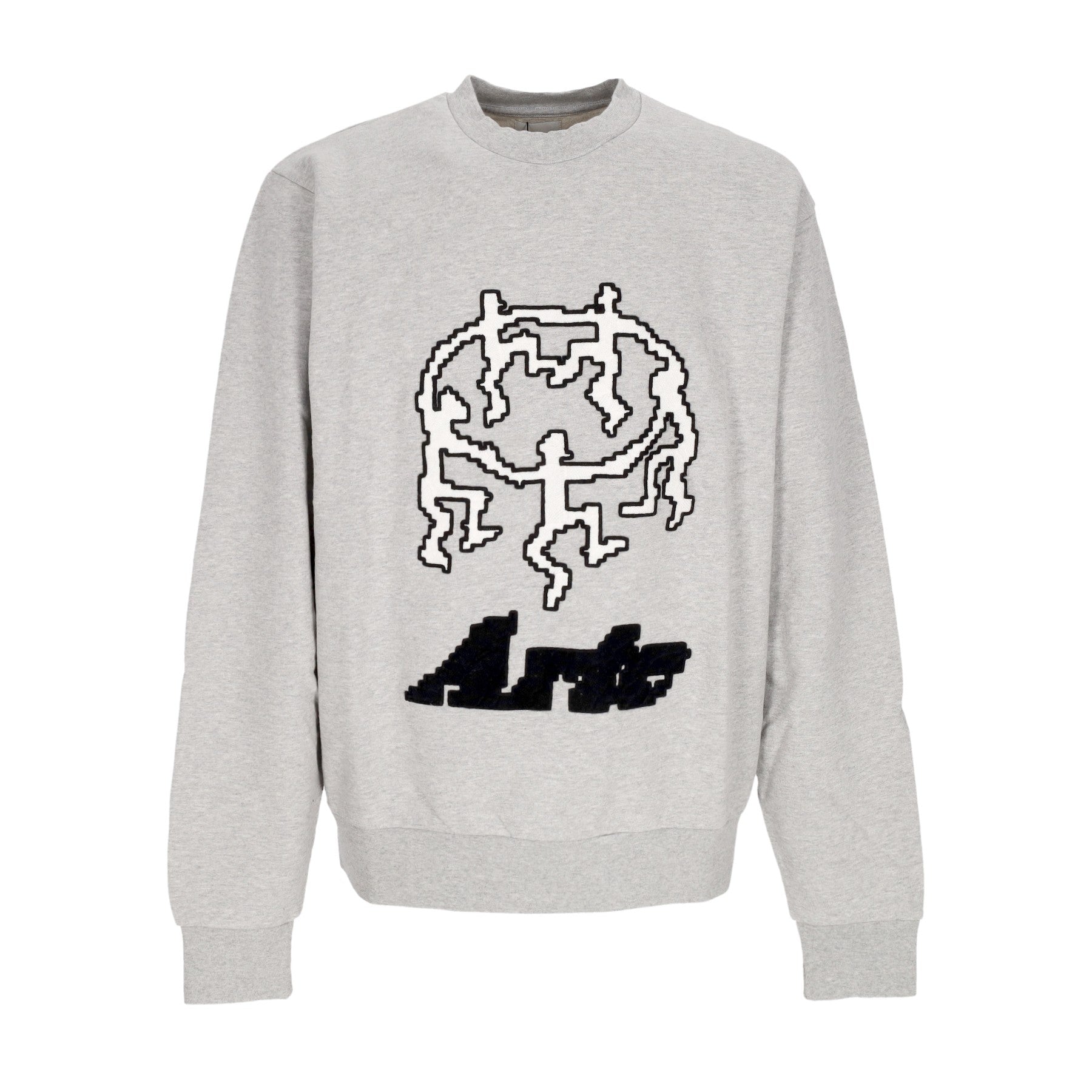 Arte, Felpa Leggera Girocollo Uomo Pixel Dancer Texture Emb Crewneck, Grey