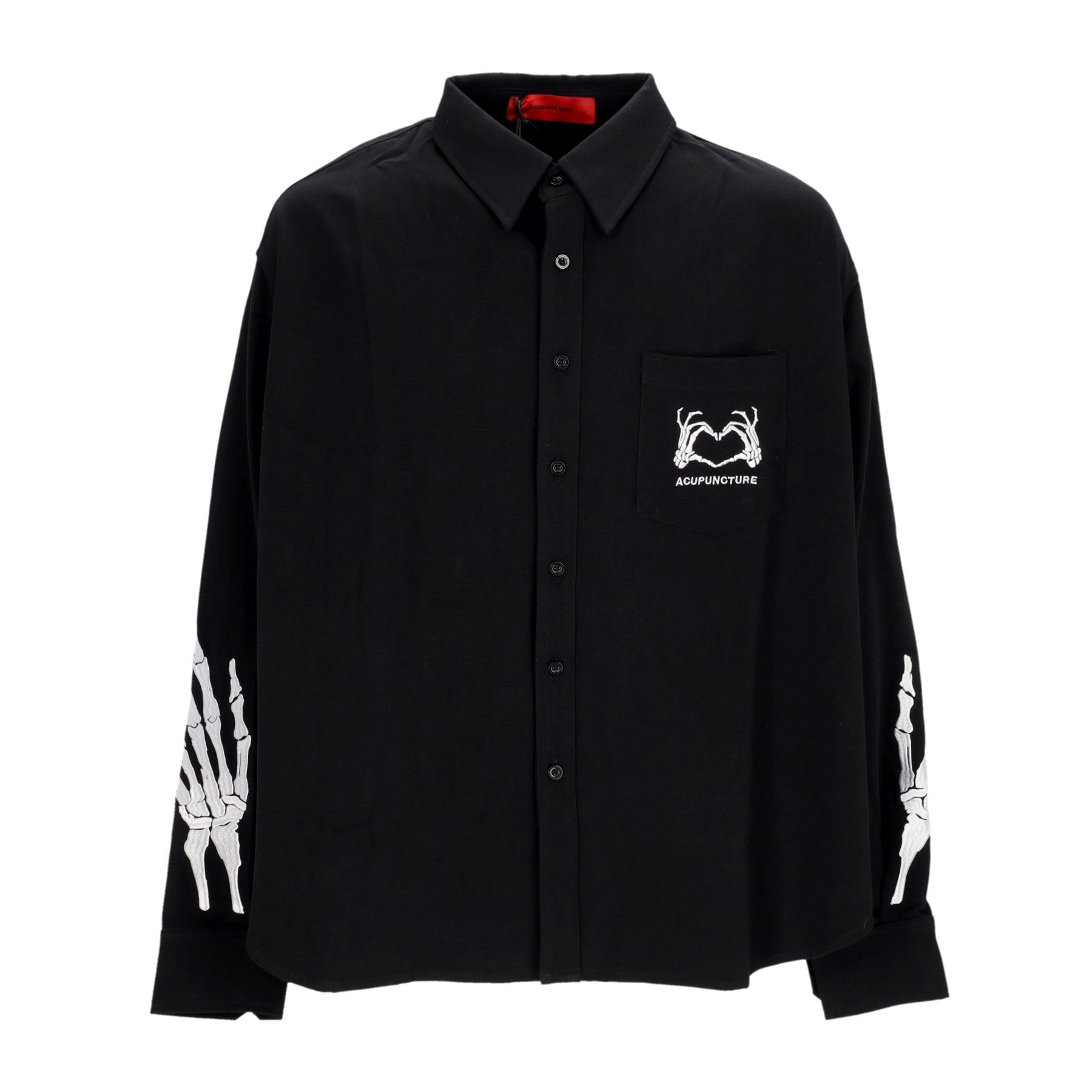 Acupuncture, Camicia Manica Lunga Uomo Skull Heart Shirt, Black
