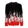 Vision Of Super, Maglione Uomo Jacquard Flames Jumper, Black/red/white