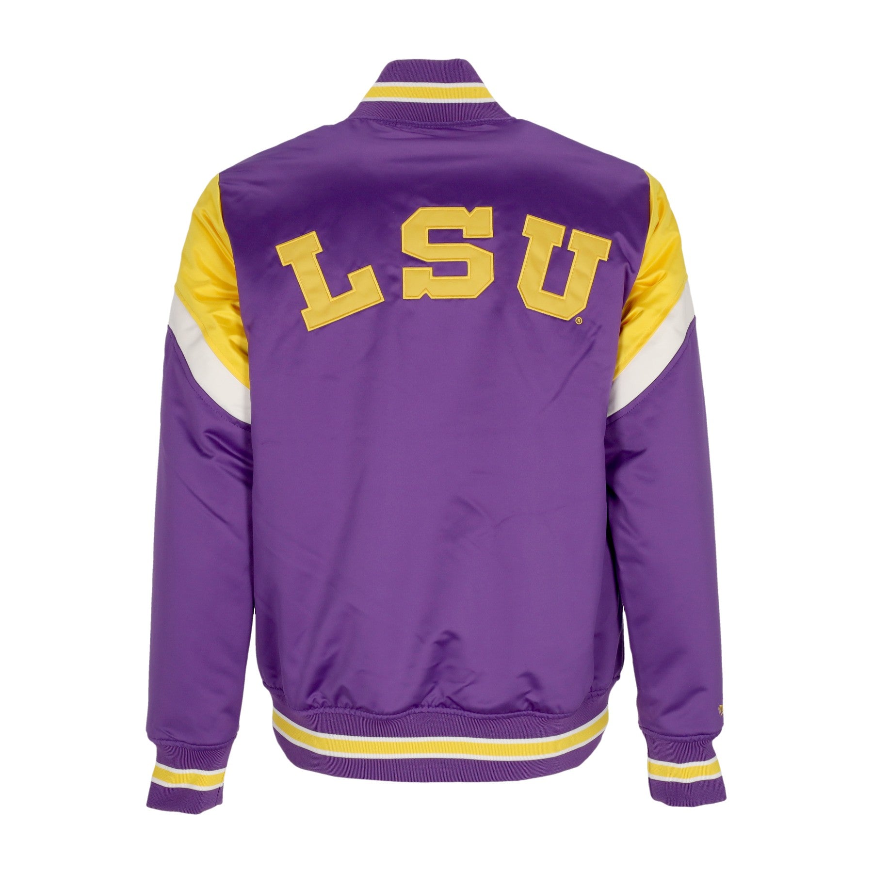Mitchell & Ness, Giubbotto Bomber Uomo Ncaa Heavyweight Satin Jacket Loutig, 