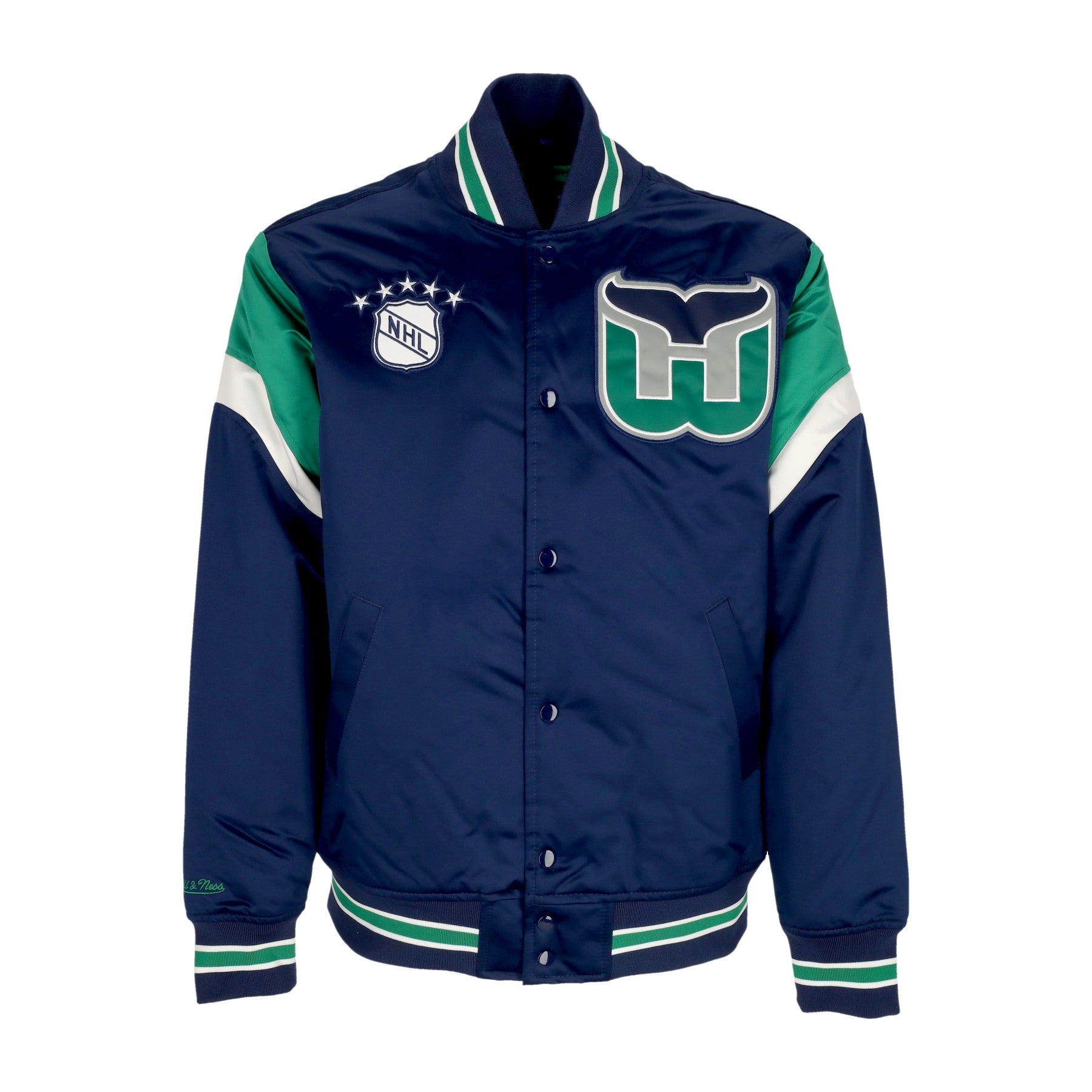 Mitchell & Ness, Giubbotto Bomber Uomo Nhl Heavyweight Satin Jacket Harwha, Original Team Colors