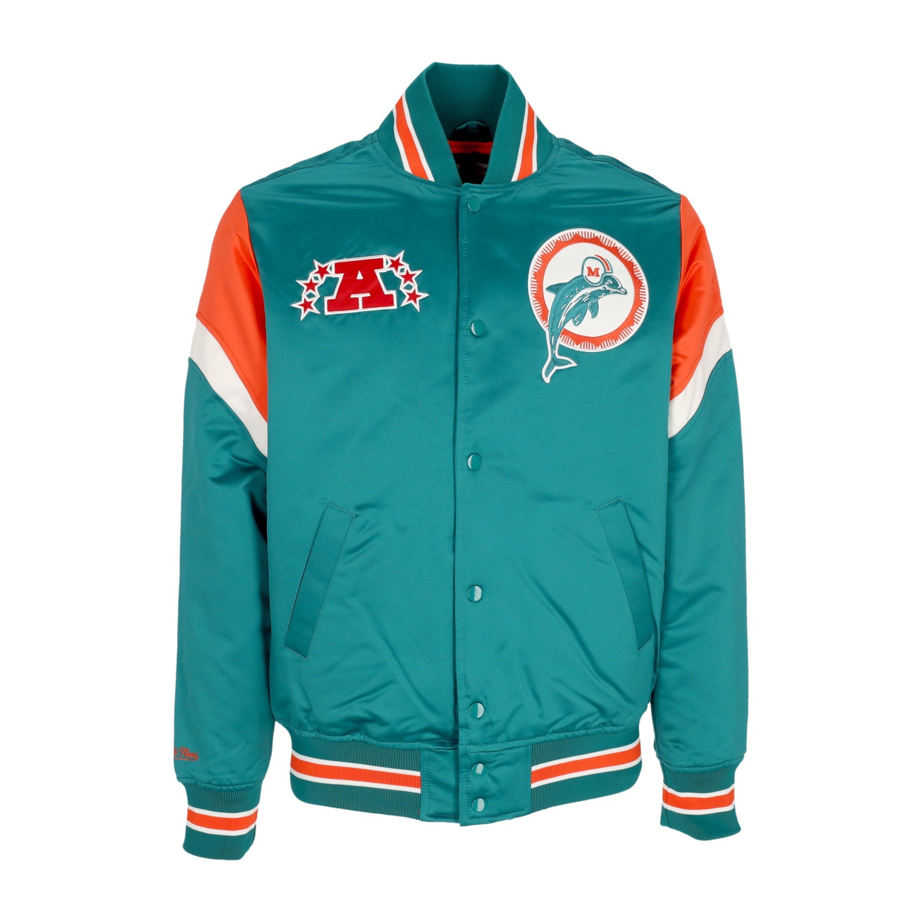 Mitchell & Ness, Giubbotto Bomber Uomo Nfl Heavyweight Satin Jacket Miadol, Original Team Colors