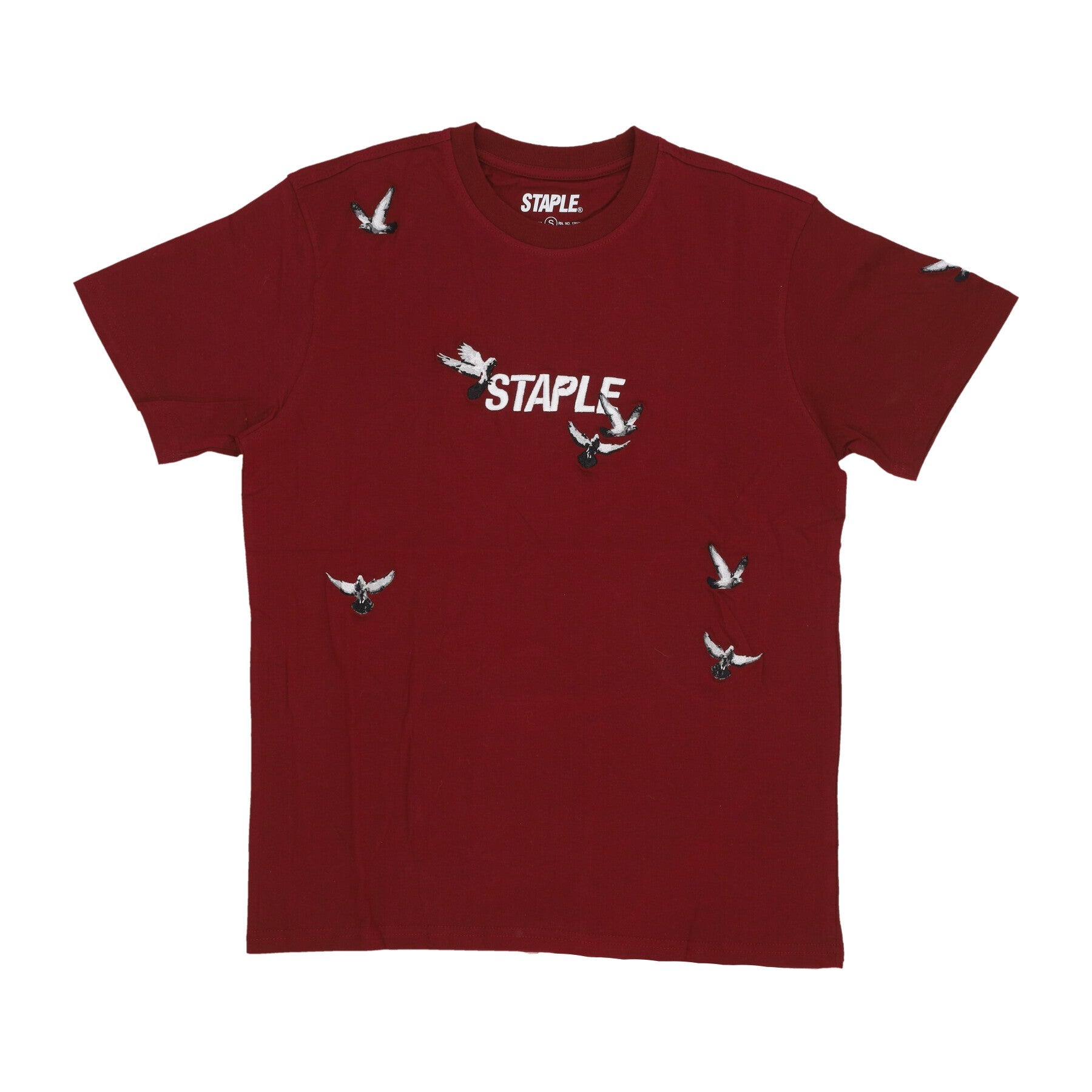 Staple, Maglietta Uomo Flock Logo Tee, Burgundy