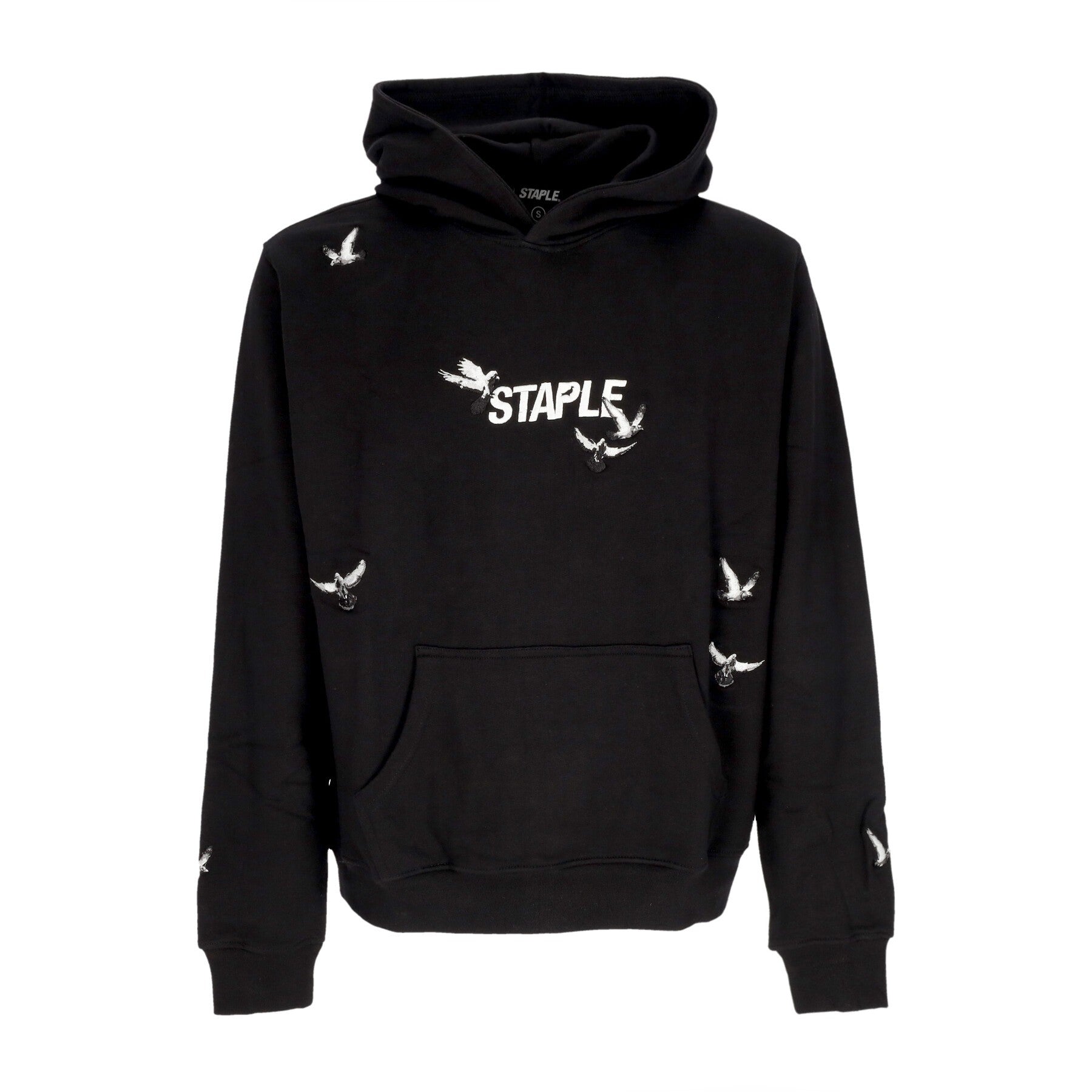 Staple, Felpa Leggera Cappuccio Uomo Flock Logo Hoodie, Black