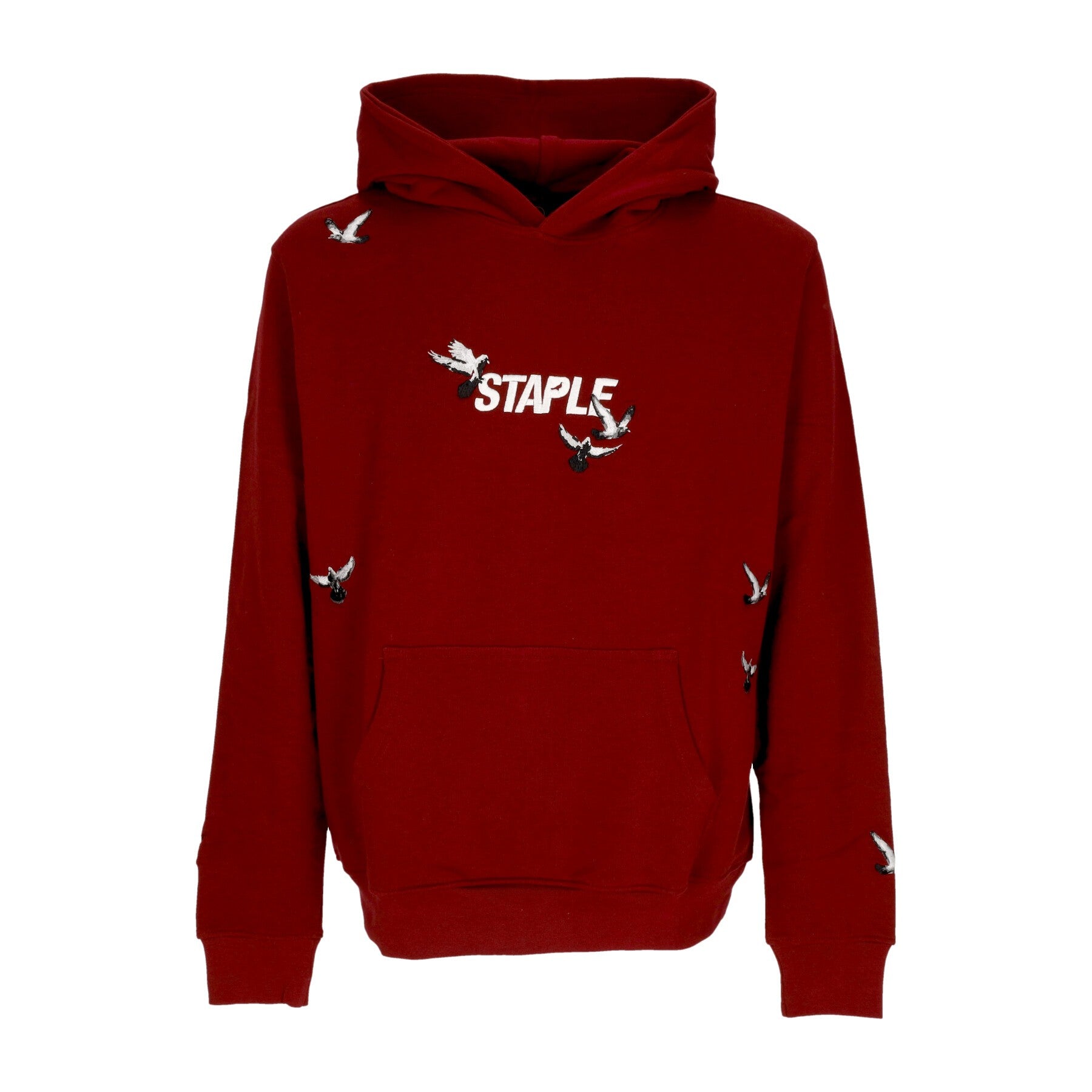 Staple, Felpa Leggera Cappuccio Uomo Flock Logo Hoodie, Burgundy