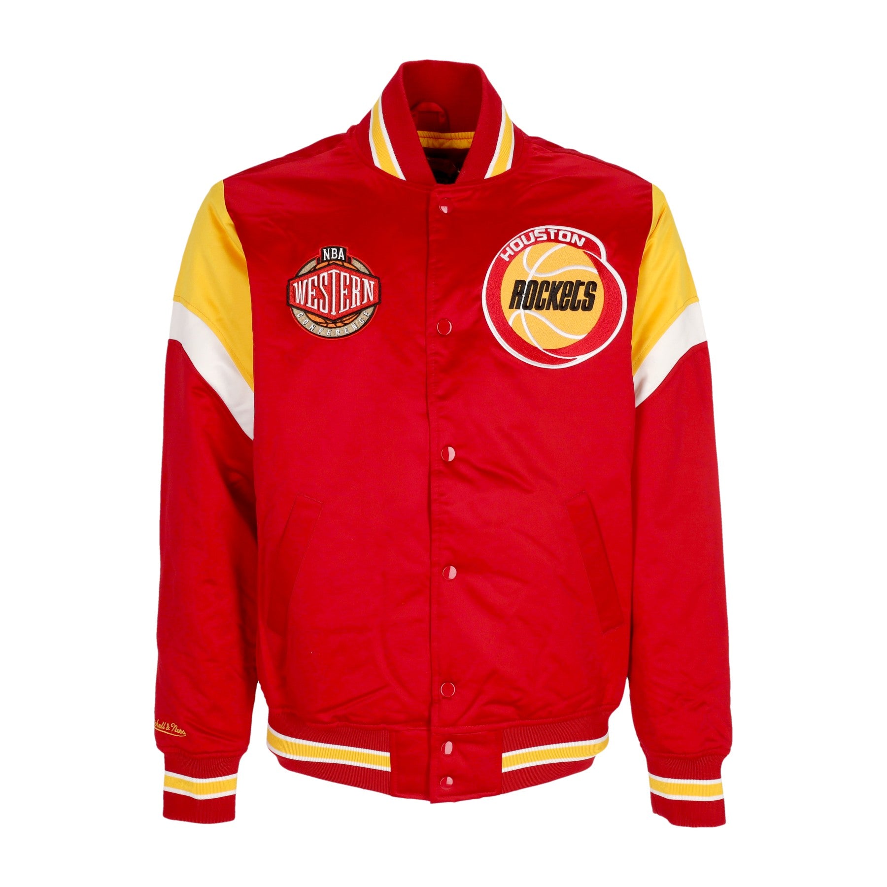 Mitchell & Ness, Giubbotto Bomber Uomo Nba Heavyweight Satin Jacket Houroc, Original Team Colors