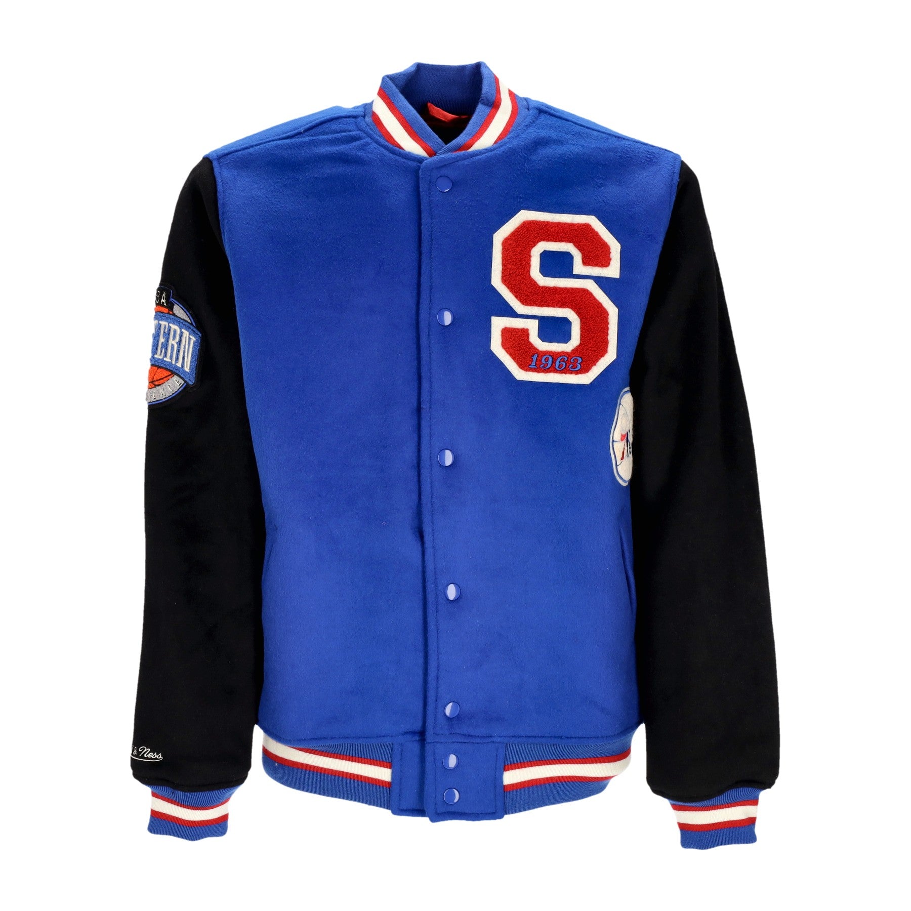 Mitchell & Ness, Giubbotto College Uomo Nba Team Legacy Varsity Jacket Phi76e, Royal/black
