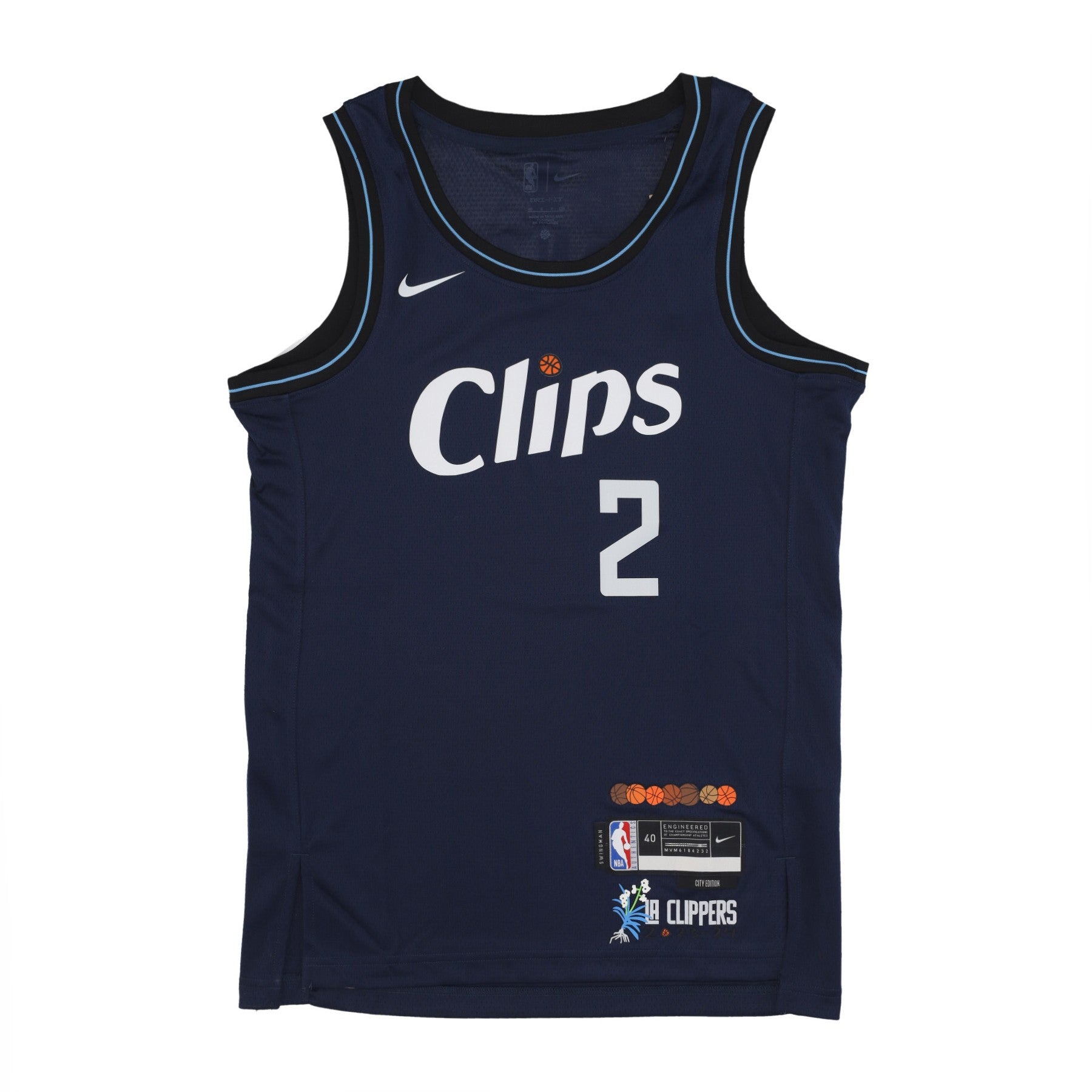 Nike Nba, Canotta Basket Uomo Nba City Edition 2023/24  Swingman Jersey No 2 Kawhi Leonard Losclip, College Navy