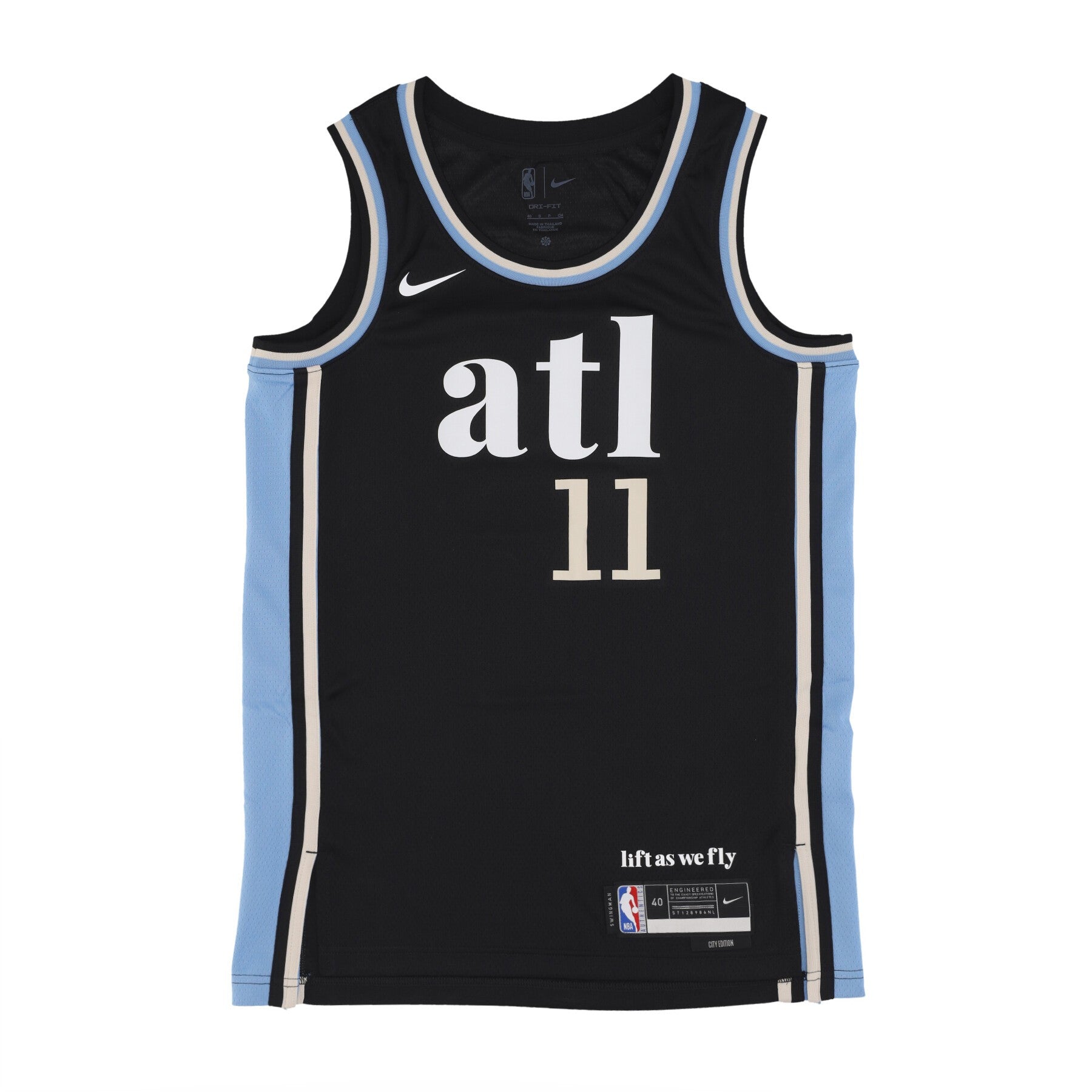 Nike Nba, Canotta Basket Uomo Nba City Edition 2023/24 Swingman Jersey No 11 Trae Young Atlhaw, Black