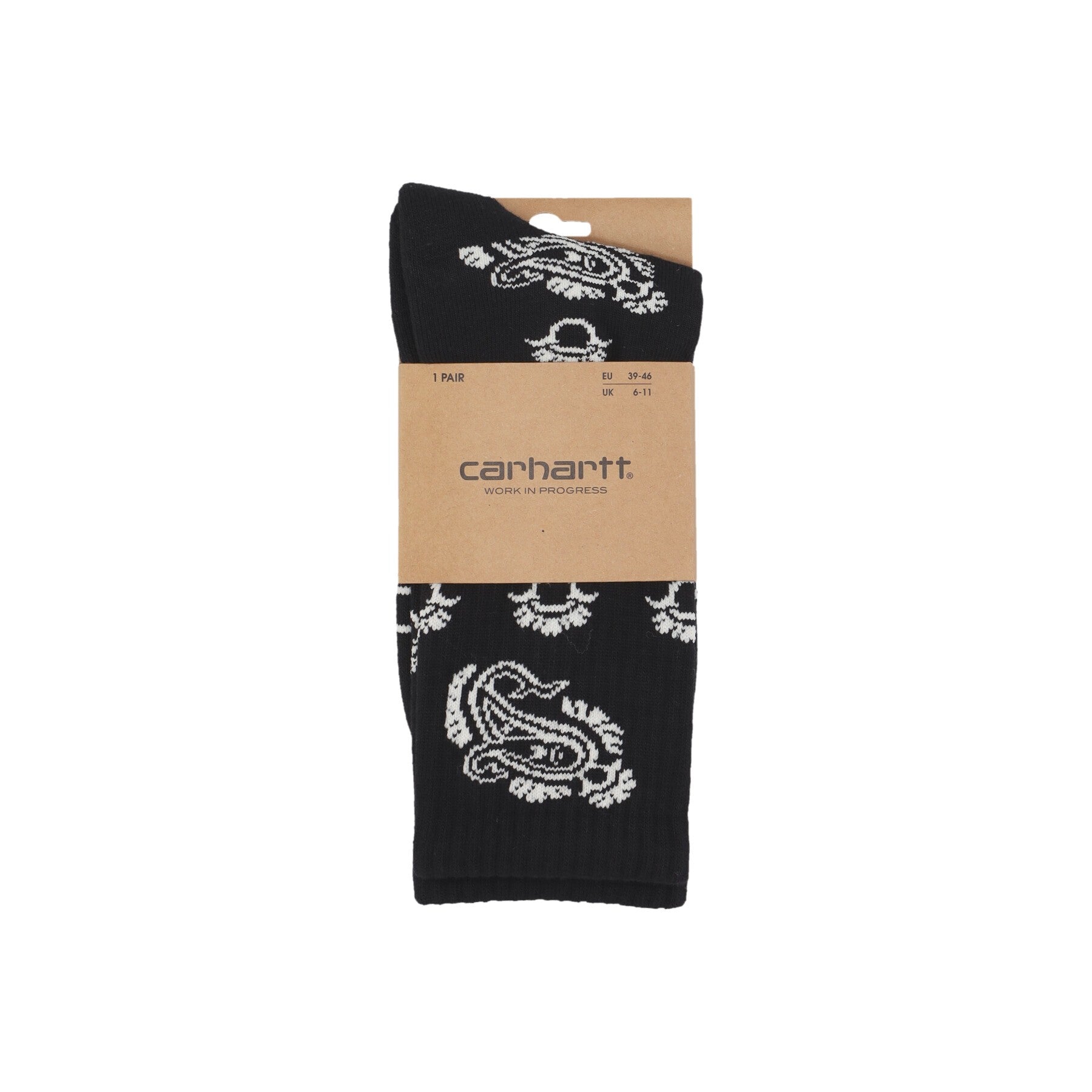 Carhartt Wip, Calza Media Uomo Paisley Socks, Paisley Big Jaquard/black