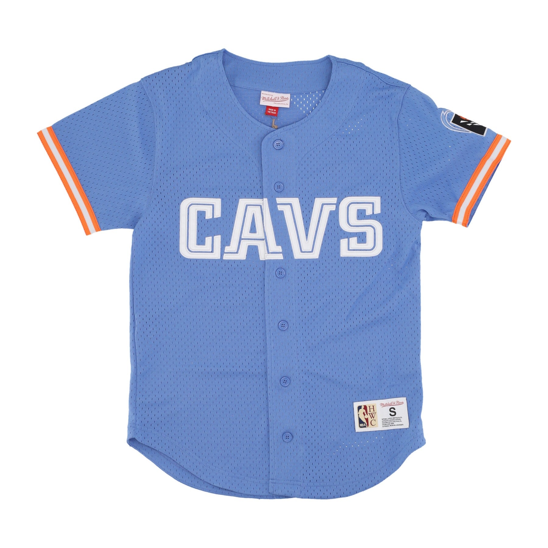 Mitchell & Ness, Casacca Bottoni Uomo Nba On The Clock Mesh Button Front Clecav, Light Blue