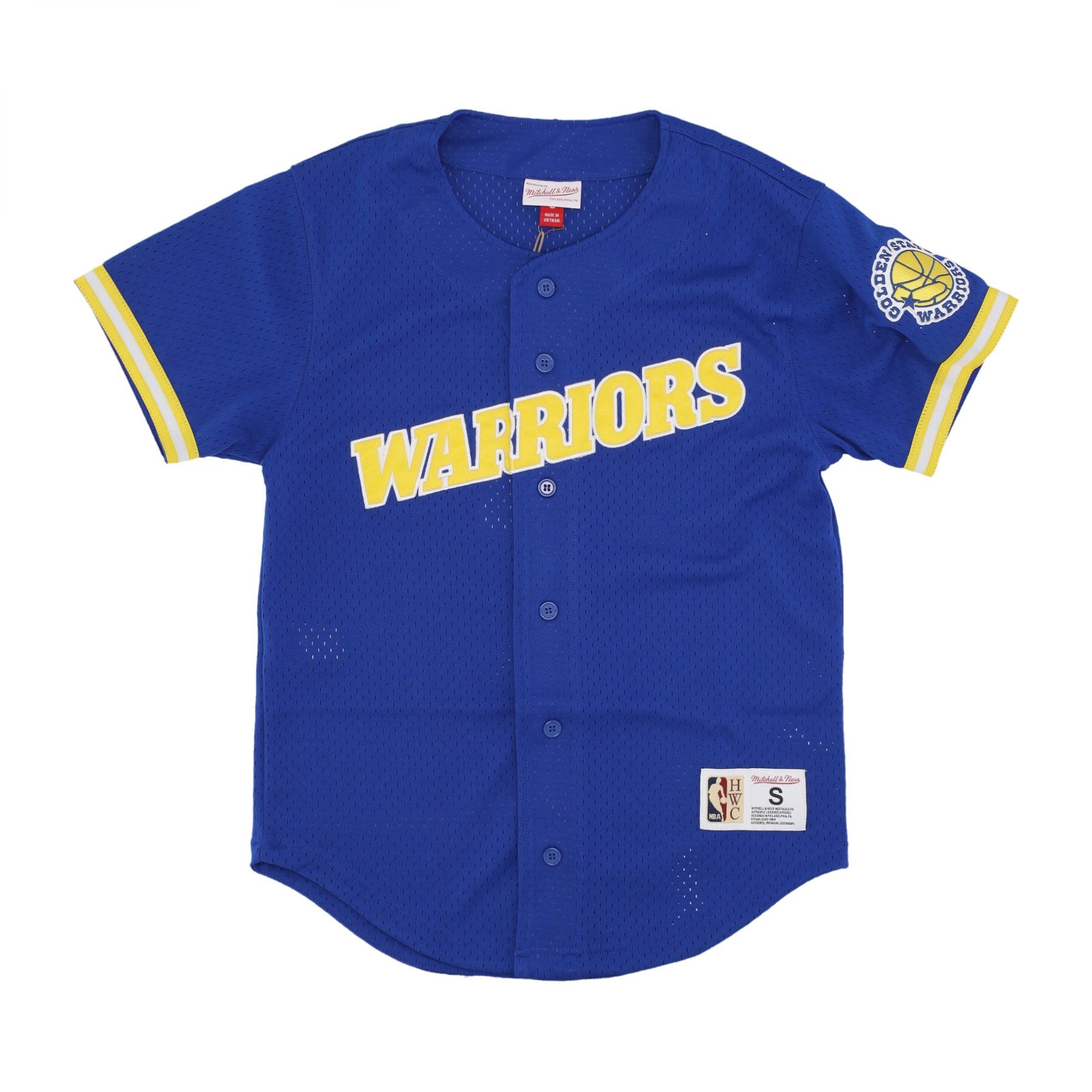 Mitchell & Ness, Casacca Bottoni Uomo Nba On The Clock Mesh Button Front Golwar, Royal