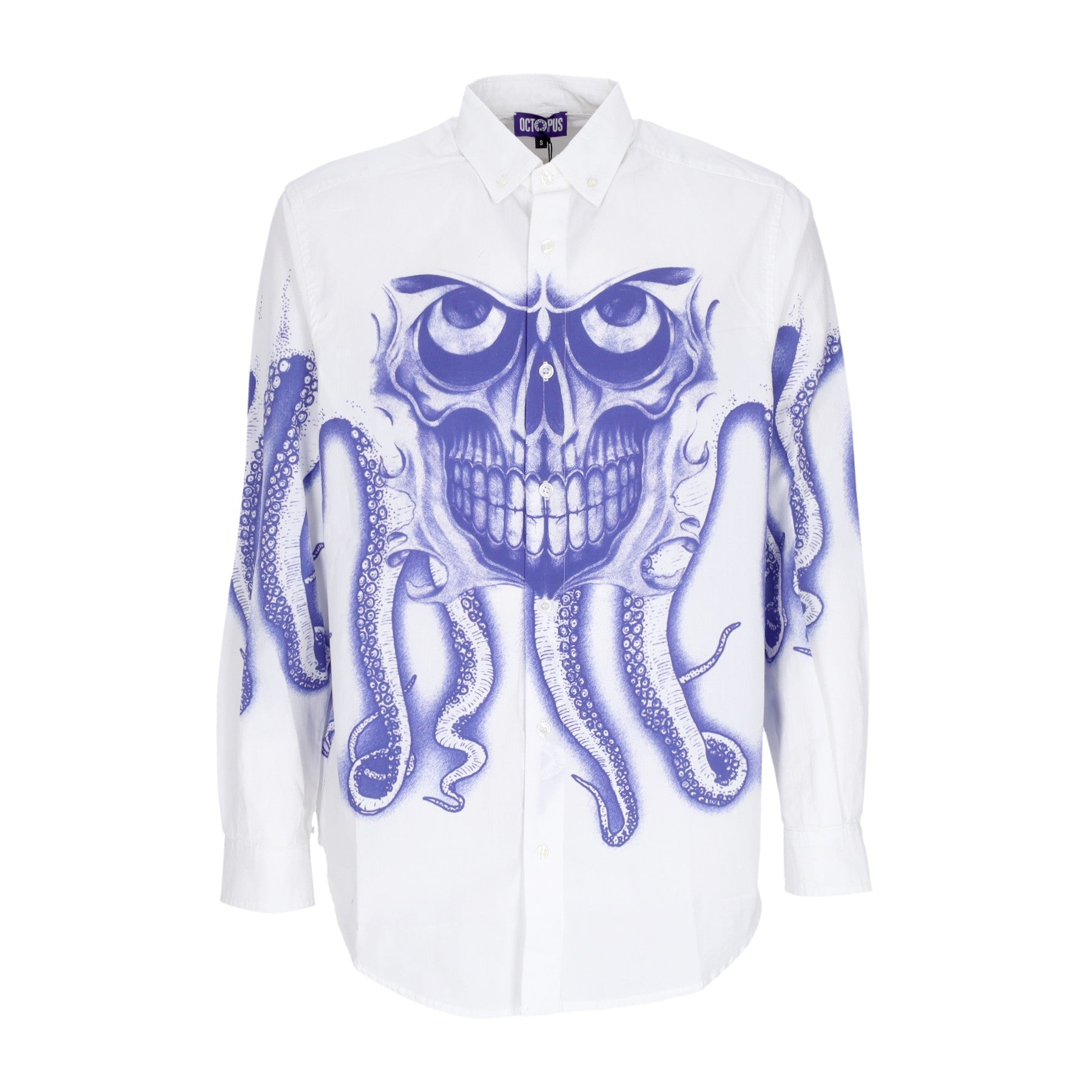 Octopus, Camicia Manica Lunga Uomo Skull L/s Shirt, White