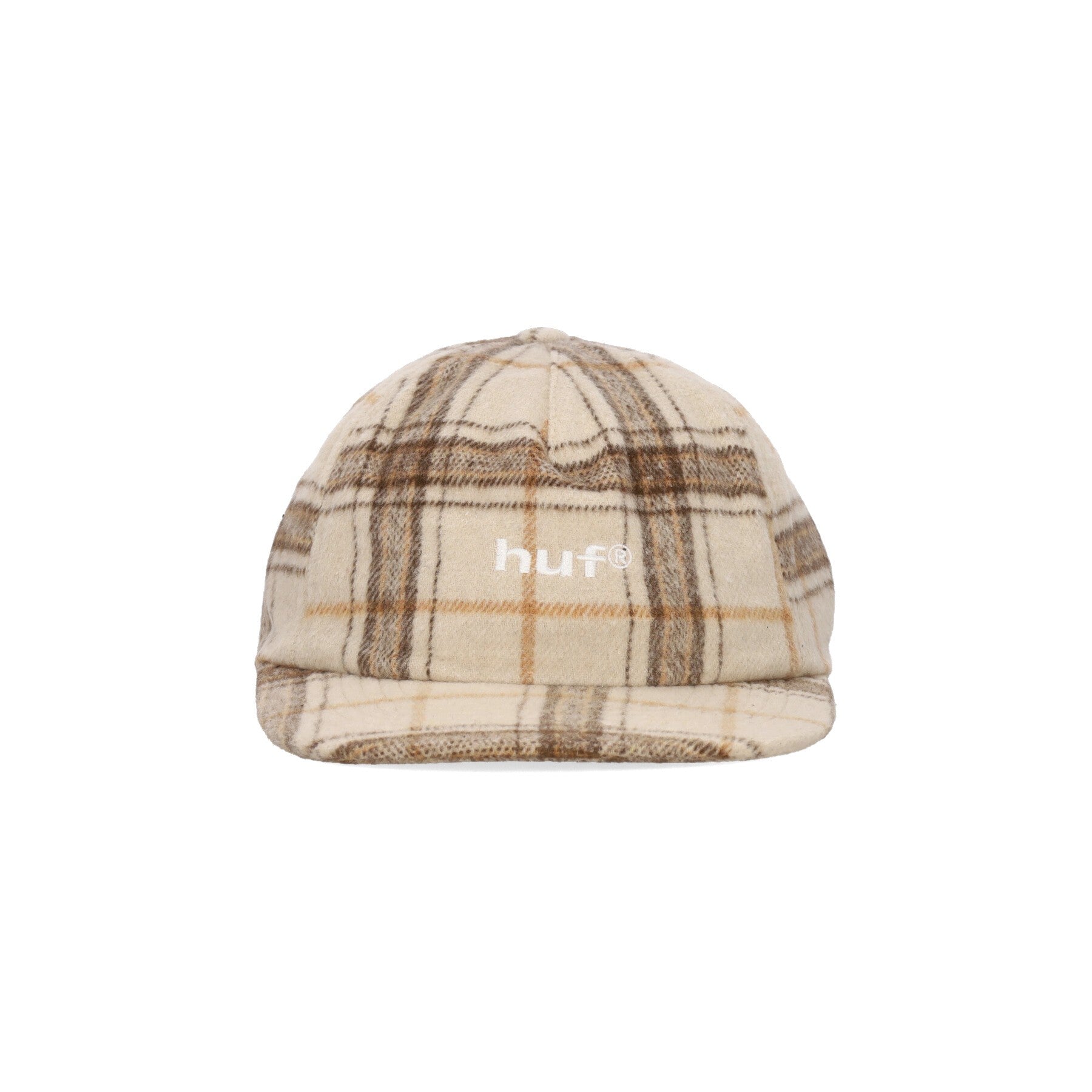 Huf, Cappellino Visiera Piatta Uomo 98 Plaid 5 Panel Hat, Oatmeal