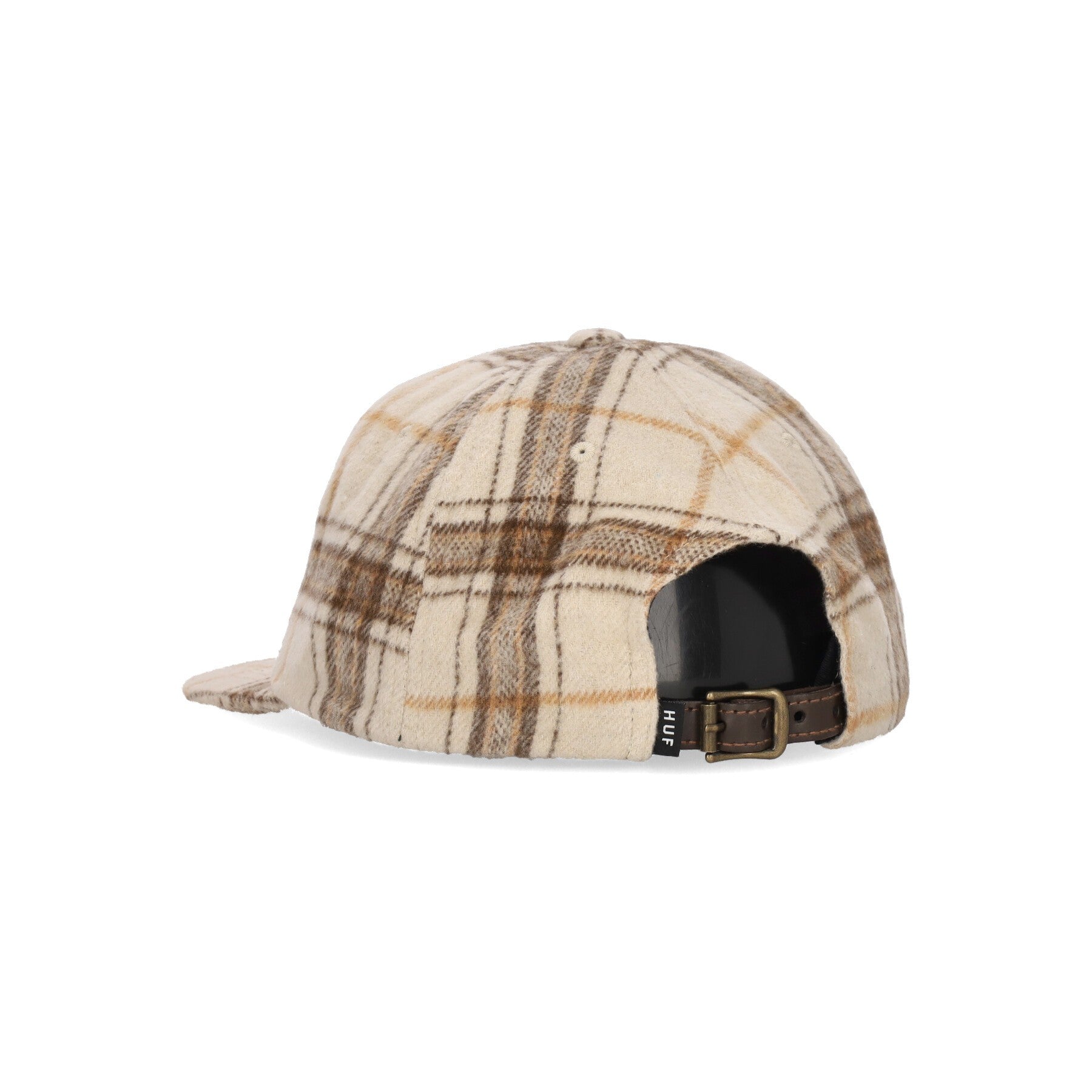 Huf, Cappellino Visiera Piatta Uomo 98 Plaid 5 Panel Hat, Oatmeal
