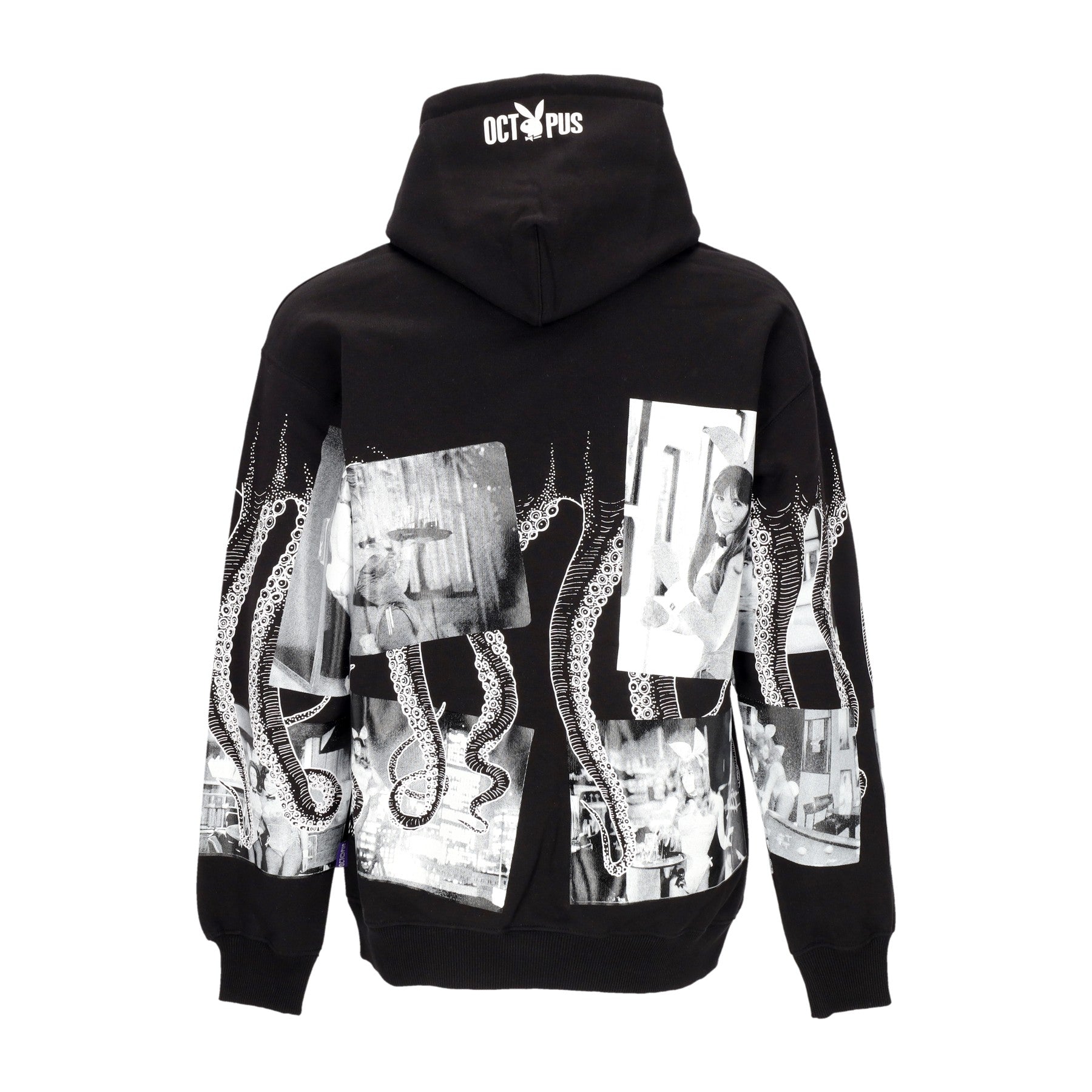 Octopus, Felpa Cappuccio Uomo Bunnies Nights Hoodie X Playboy, Black