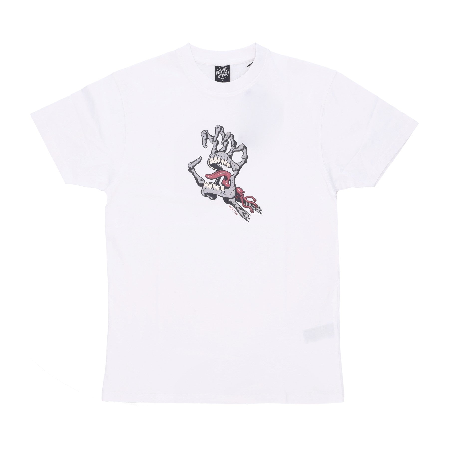 Santa Cruz, Maglietta Uomo Bone Hand Cruz Front Tee, White