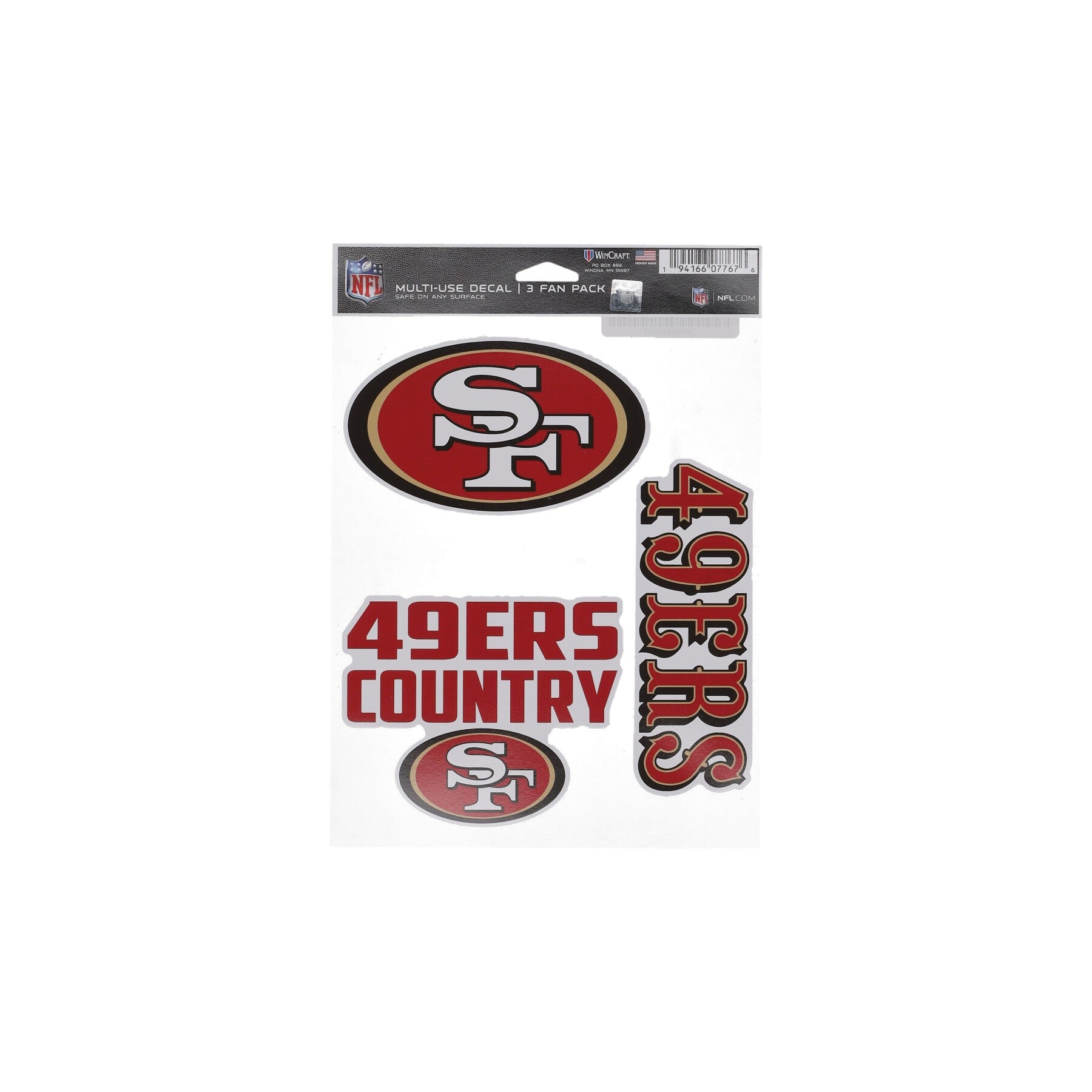 Wincraft, Decalcomania Unisex Nfl 5.5 X 7.75” Fan Pack Decals Saf49e, Original Team Colors