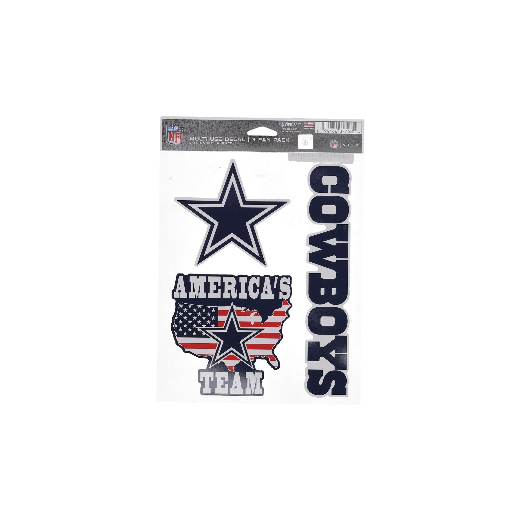 Wincraft, Decalcomania Unisex Nfl 5.5 X 7.75” Fan Pack Decals Dalcow, Original Team Colors