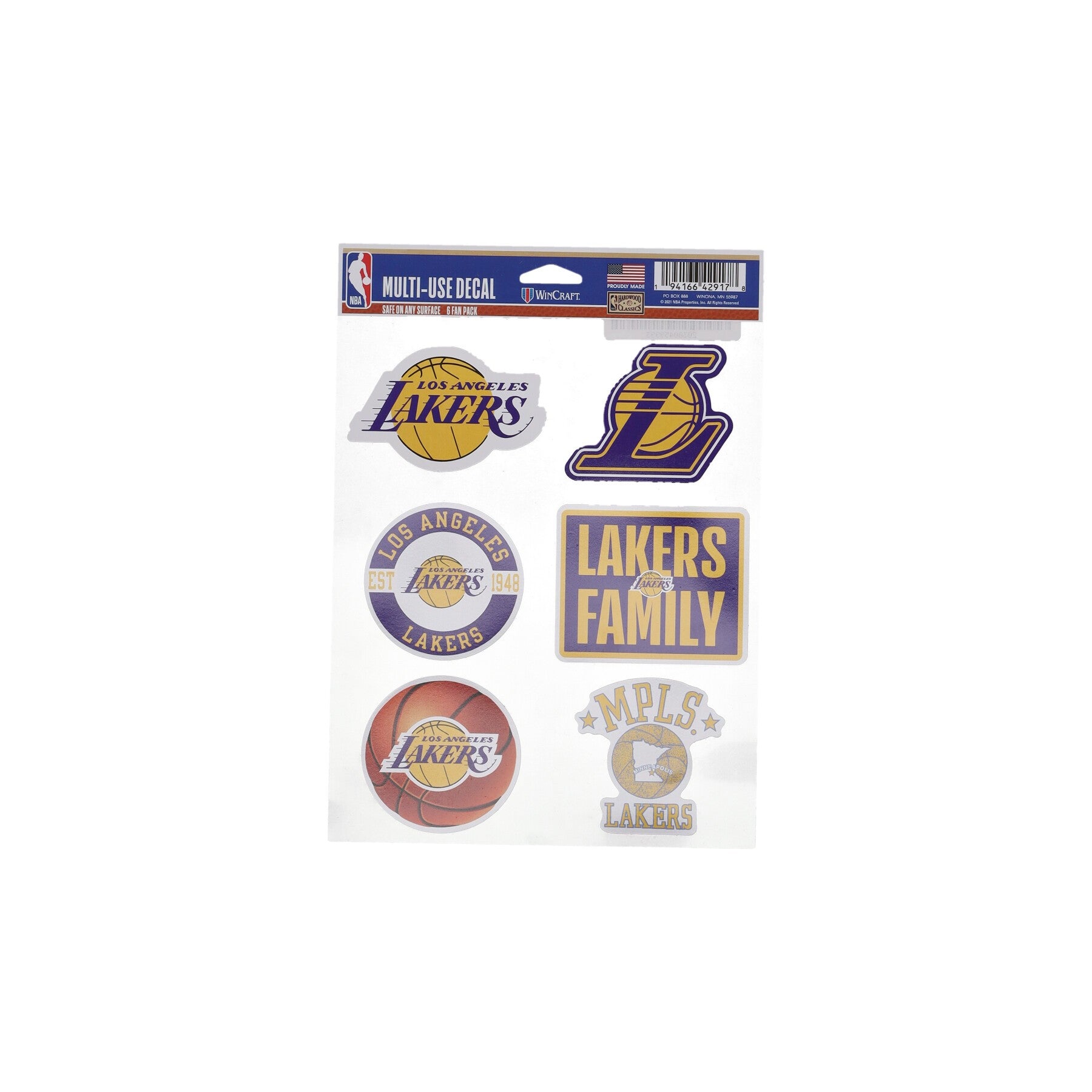Wincraft, Decalcomania Unisex Nba 5.5 X 7.75” Fan Pack Decals  Loslak, Original Team Colors