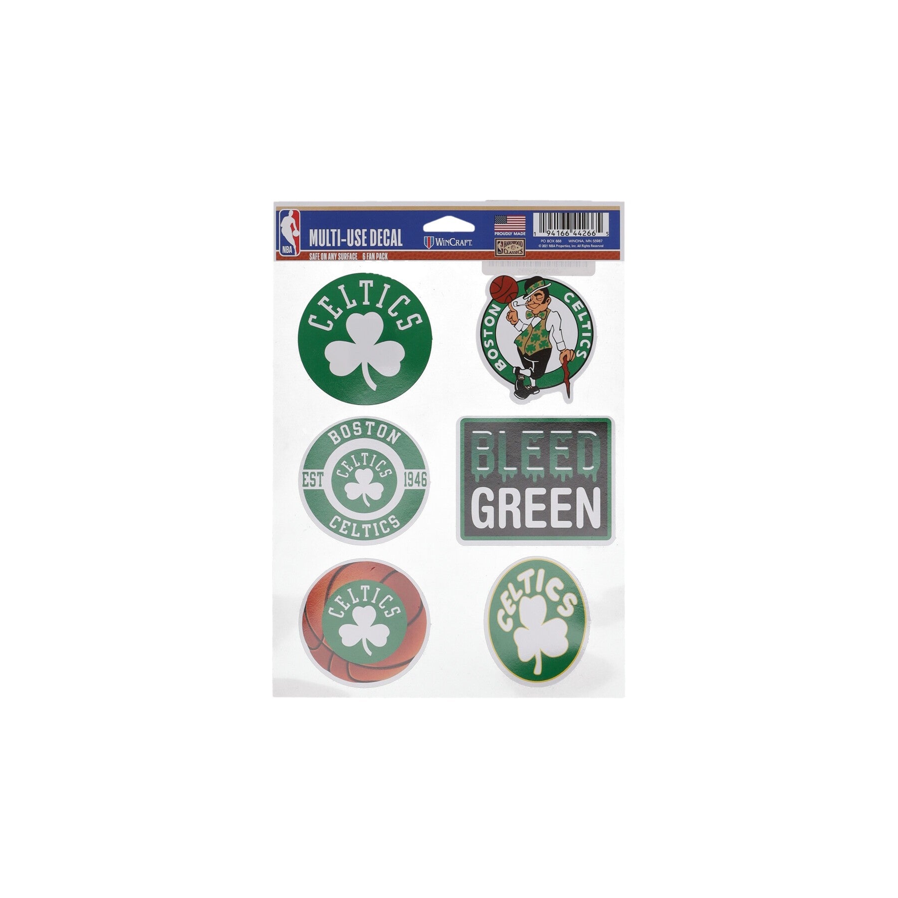Wincraft, Decalcomania Unisex Nba 5.5 X 7.75” Fan Pack Decals  Boscel, Original Team Colors