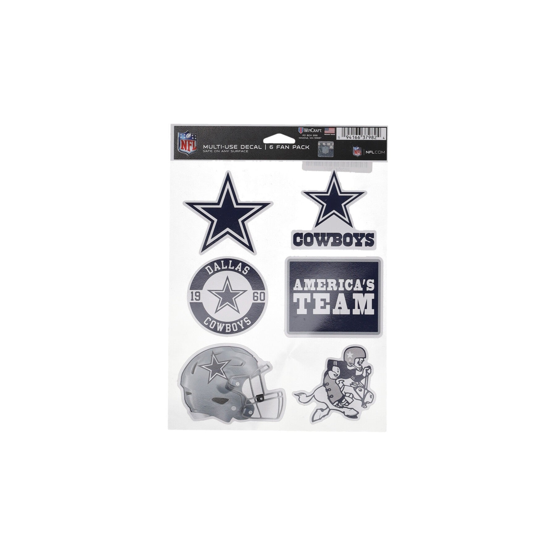 Wincraft, Decalcomania Unisex Nfl 5.5 X 7.75” Fan Pack Decals  Dalcow, Original Team Colors