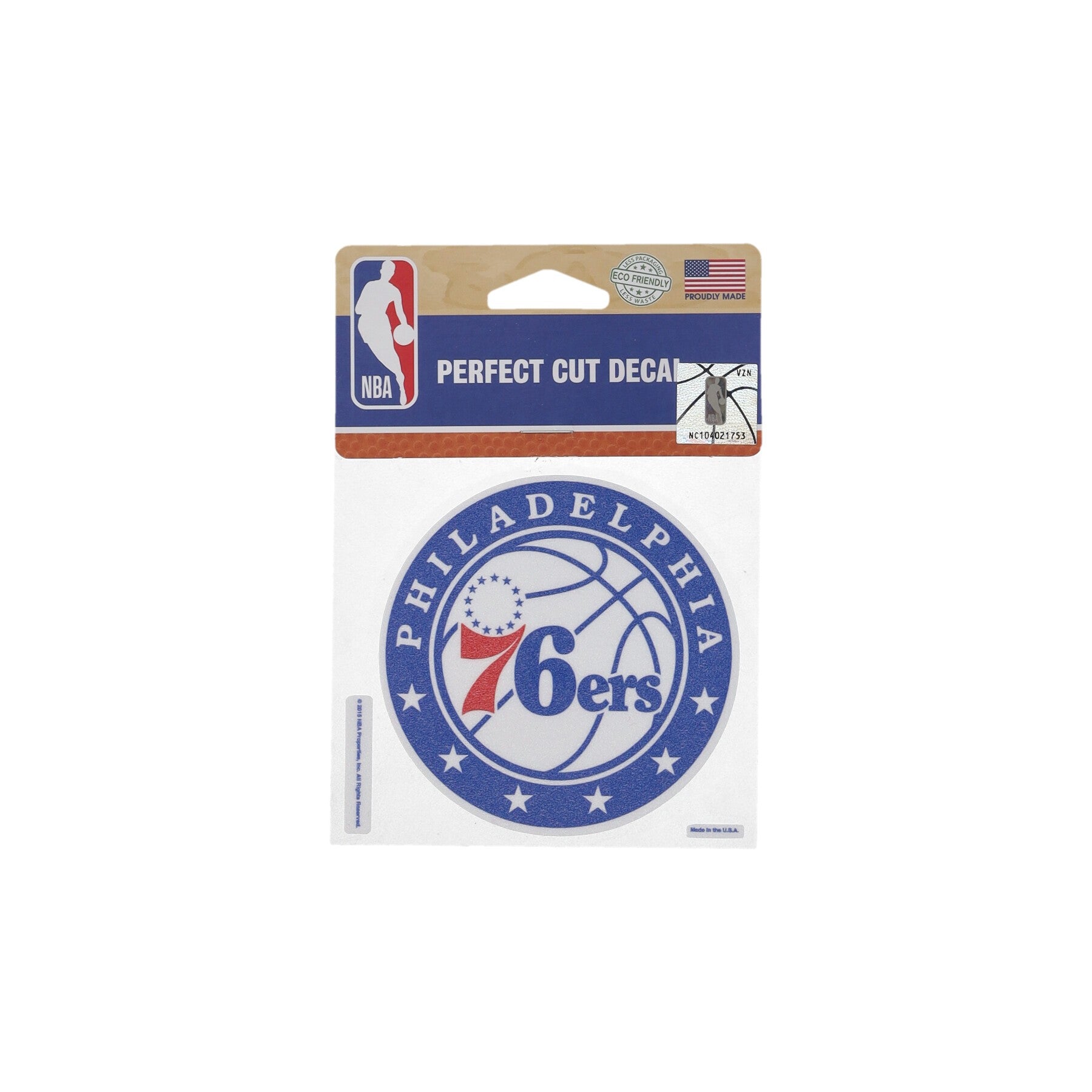 Wincraft, Decalcomania Unisex Nba 4 X 4” Perfect Cut Decal Phi76e, Original Team Colors