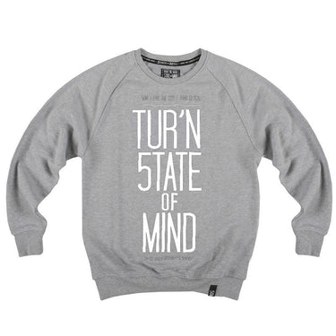 5tate Of Mind, Felpa Girocollo Uomo 5tate Of Mind Sweatshirt Crewneck "tur'n State Of Mind" Grey/white, Unico