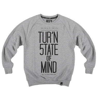 5tate Of Mind, Felpa Girocollo Uomo 5tate Of Mind Sweatshirt Crewneck "tur'n State Of Mind" Grey/black, Unico