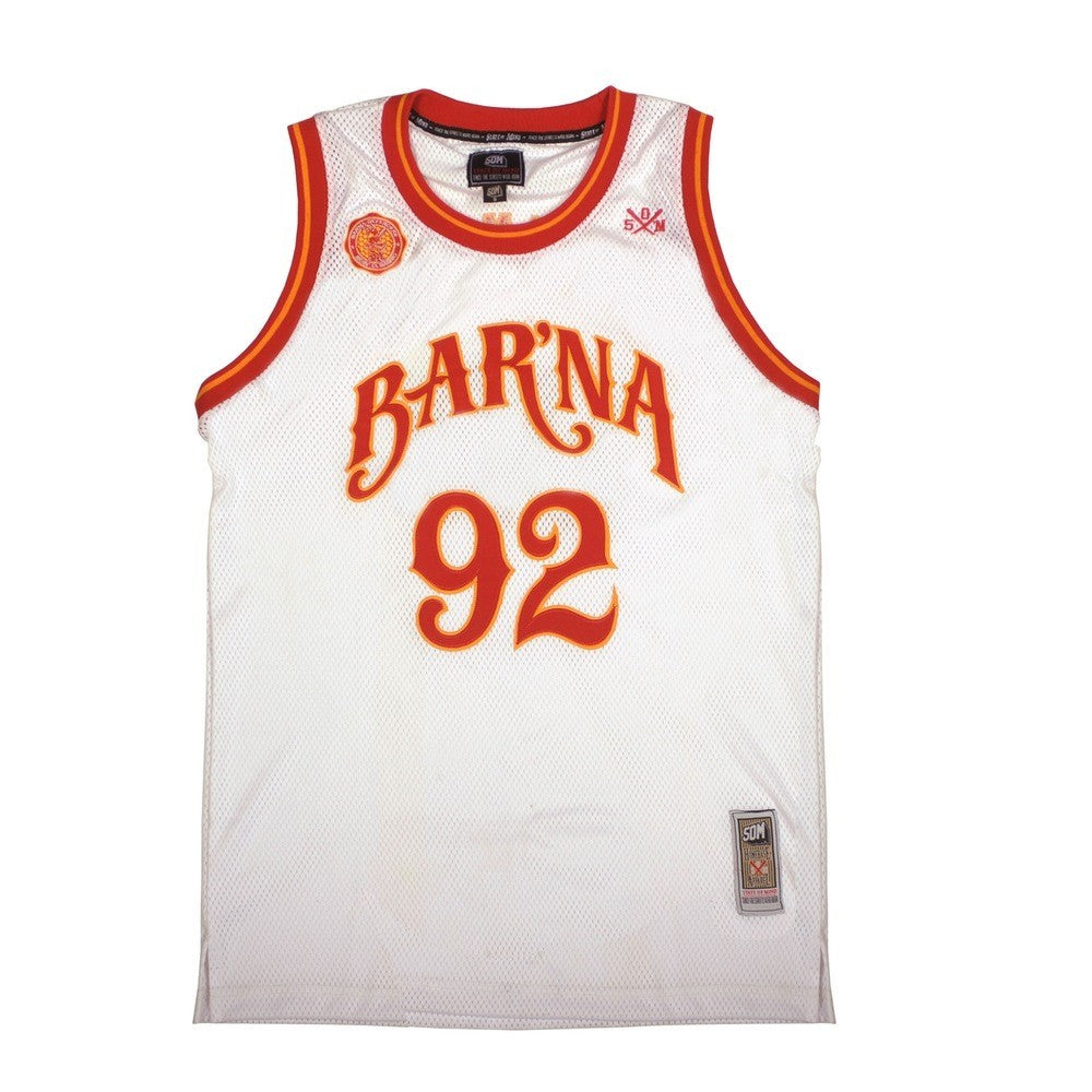 5tate Of Mind, Casacca Uomo 5tate Of Mind Basketball Jersey "bar'na Defenders" White/red/yellow/orange, Unico
