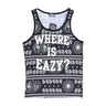 Mass Denim, Canotta Uomo Mass Denim Tank Top "where Is Eazy" All Over Black/white, Unico
