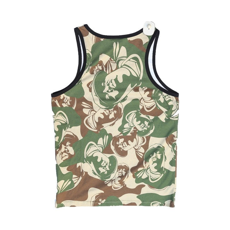 Mass Denim, Canotta Uomo Mass Denim Tank Top "where Is Biggie" All Over Black/woodlandcamo, 
