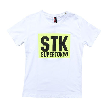 Supertokyo, Maglietta Uomo Stk Supertokyo T-shirt "stk1542" White/greenfluo, Unico
