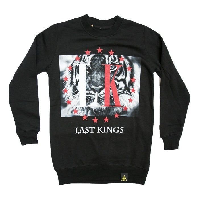 Last Kings, Felpa Girocollo Uomo Last Kings Sweatshirt Crewneck "lk Tyga" Black/white/red, Unico
