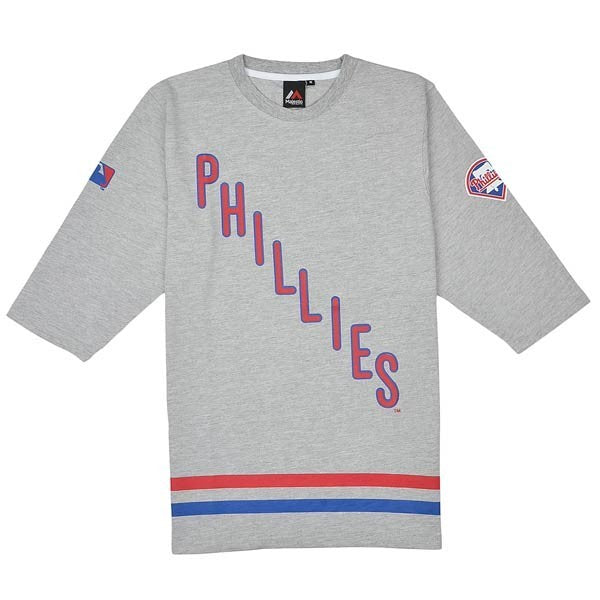 Majestic, Maglietta Manica 3/4 Uomo Majestic T-shirt 3/4 Sleeves Mlb "philadelphia Phillies" Sincots Grey, Unico