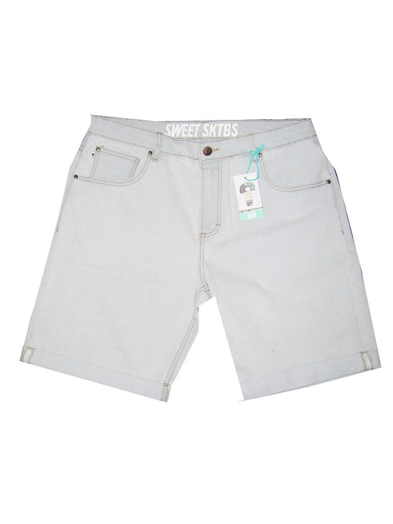 Sweet Skateboards, Pantalone Corto Uomo Sweet Sktbs Short Jeans "slim" Bleach, Unico