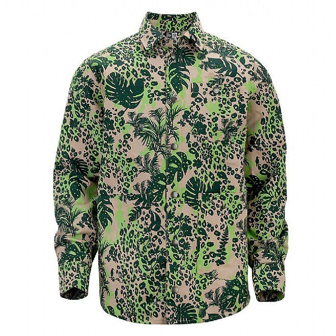 New Era, Camicia Manica Lunga Uomo New Era Shirt L/s/jacket "jungle" All Over Lime Green, Unico