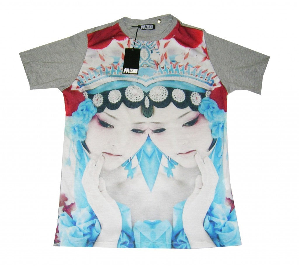 Minimarket, Maglietta Uomo Minimarket T-shirt "gheisha Azzurra" All Over, Unico