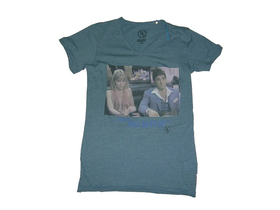 Boom Bap, Maglietta Uomo Boom Bap T-shirt "scarpacino" V-neck Mixed Mallard Blue, Unico