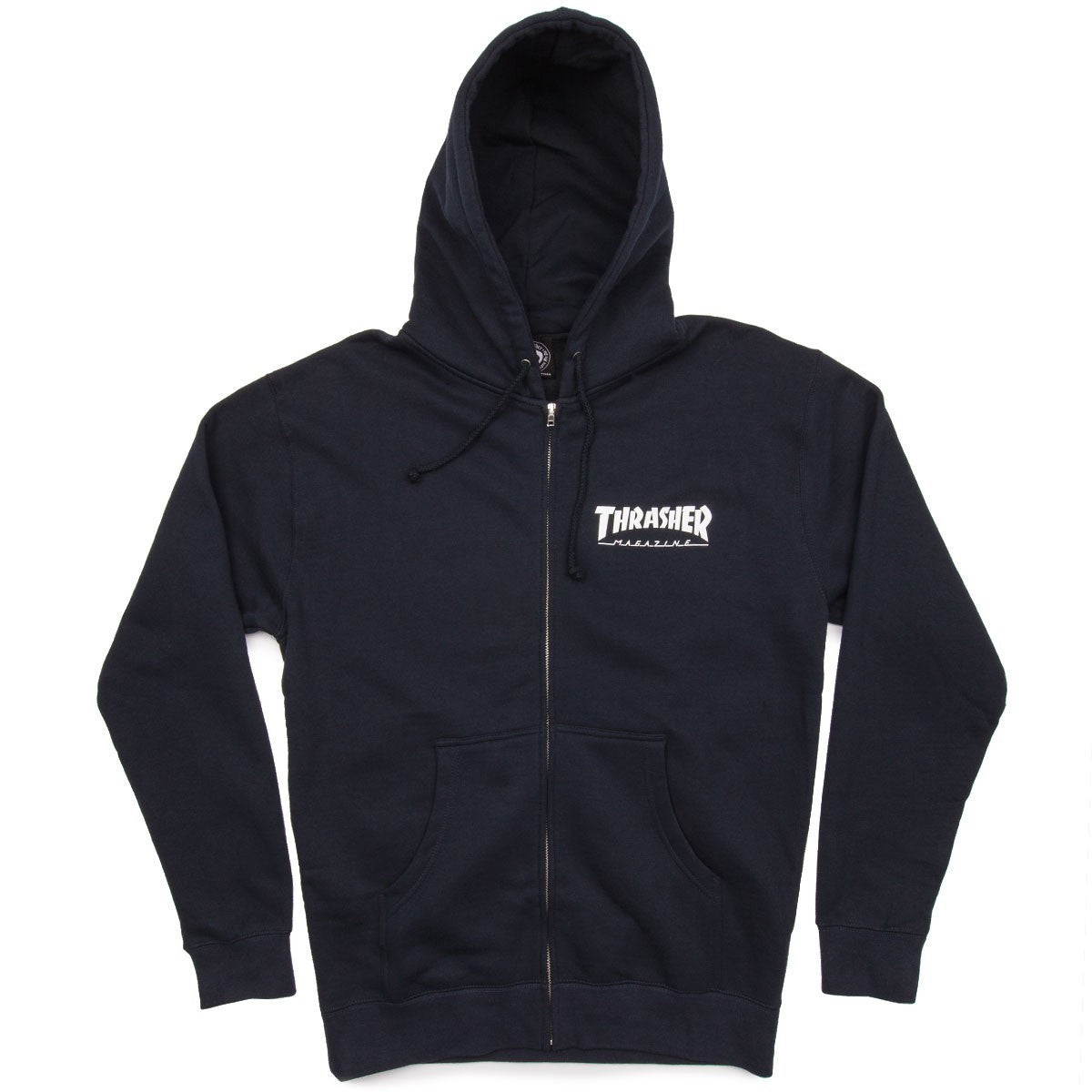 Thrasher, Felpa Cappuccio Zip Uomo Logo Zip, Navy/bianco