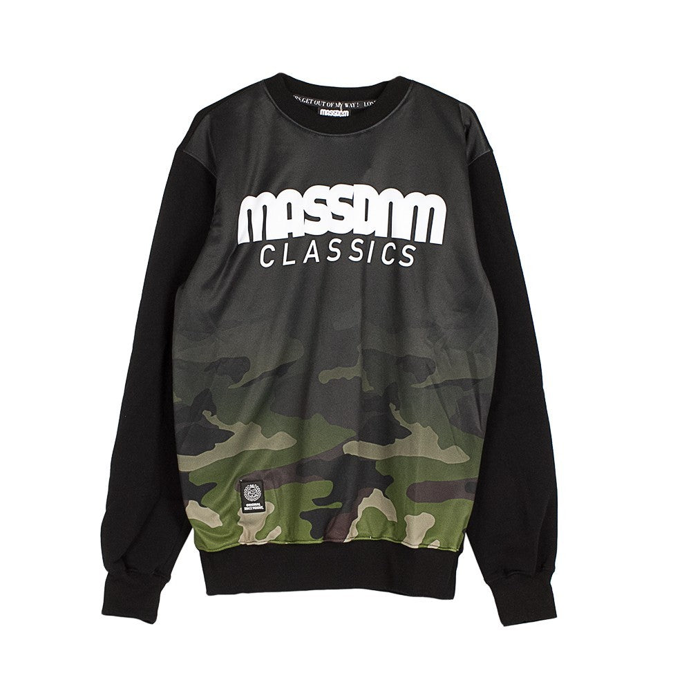 Mass Denim, Felpa Girocollo Uomo Eclipse Crewneck, Black/woodland Camo
