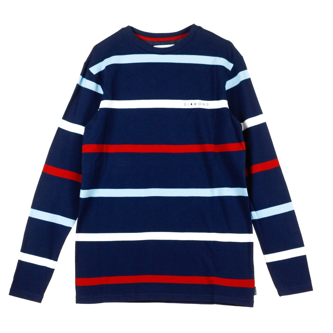 Diamond Supply, Maglietta Manica Lunga Uomo Paradise Striped Tee, Navy