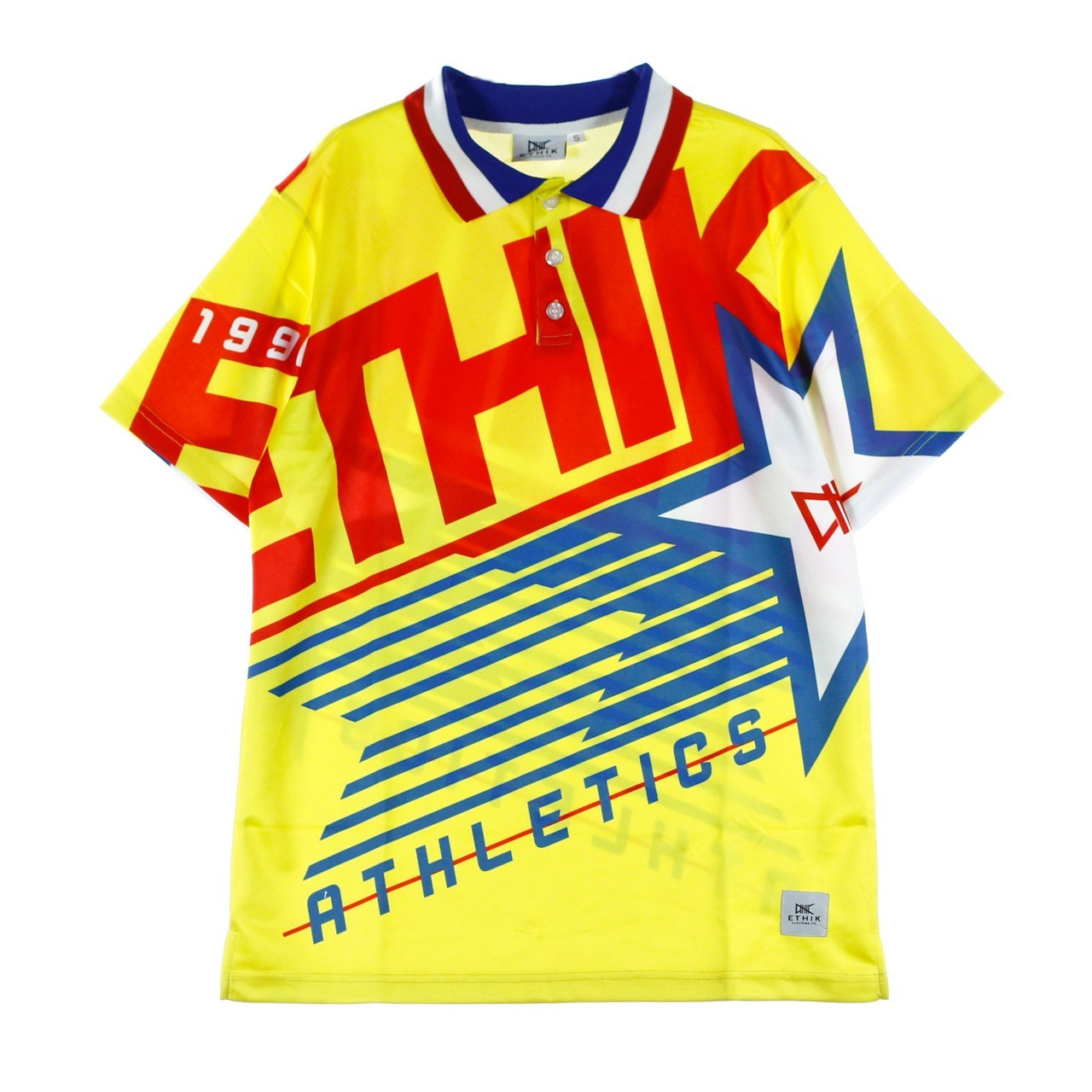 Ethik, Polo Manica Corta Uomo Athletics Retro, Yellow