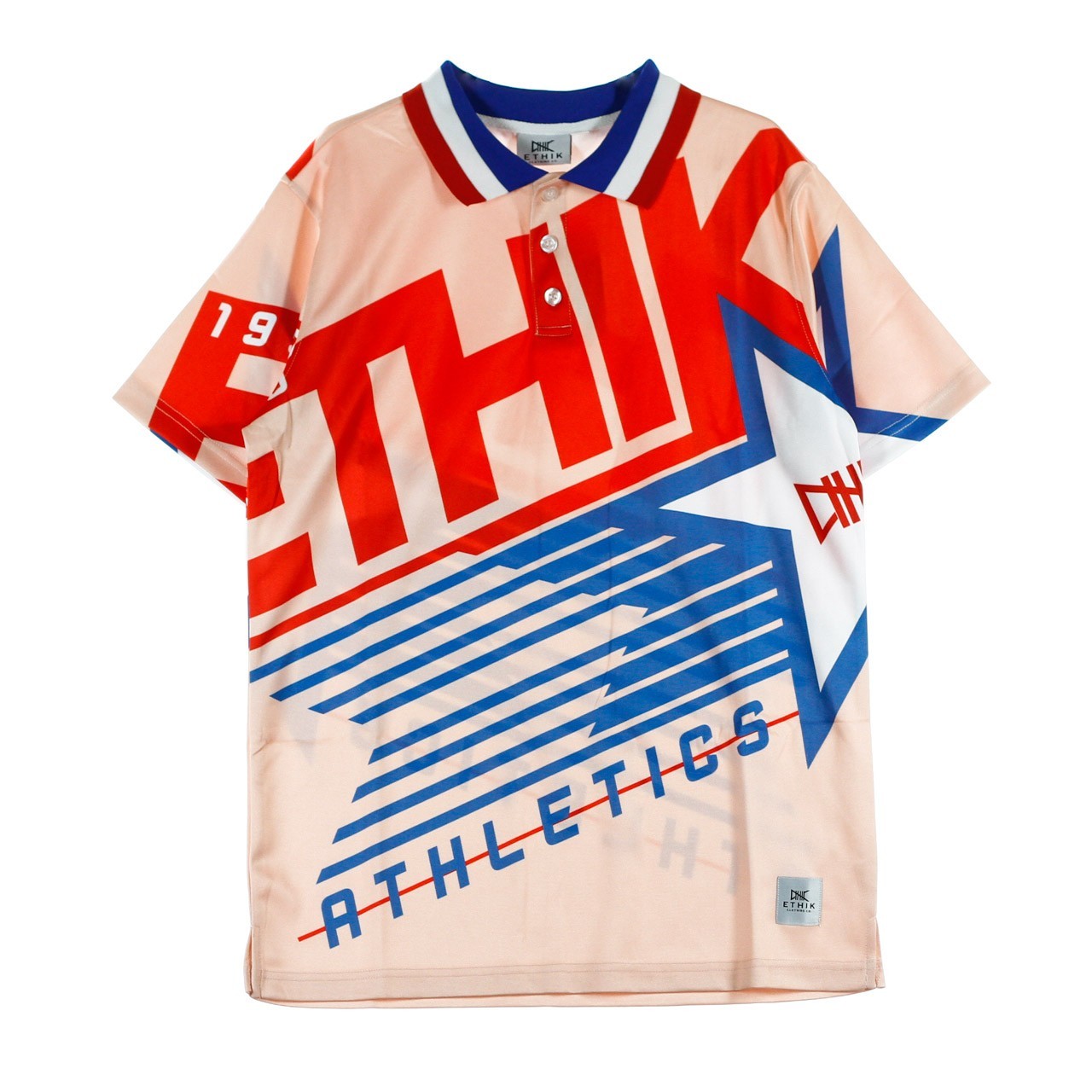 Ethik, Polo Manica Corta Uomo Athletics Retro, Pink
