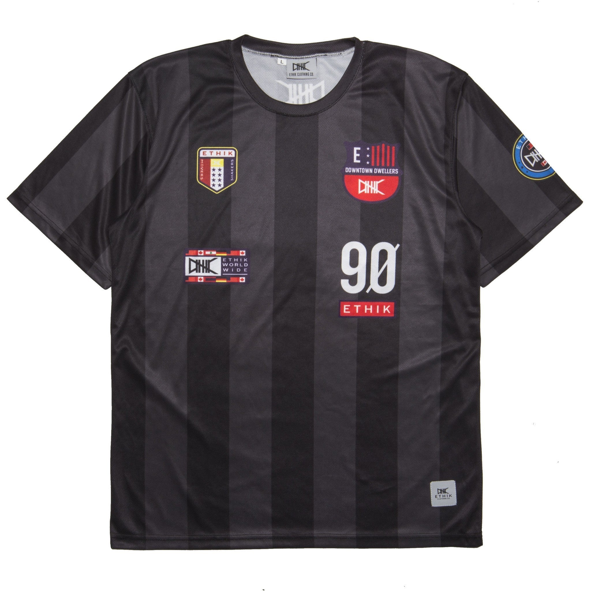Ethik, Maglietta Uomo United Soccer Jersey, Nero/grigio
