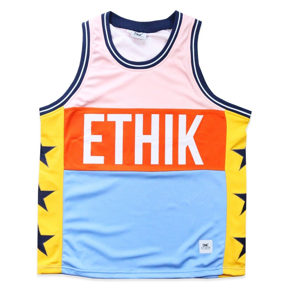 Ethik, Canotta Tipo Basket Uomo Blockstar Jersey, Rosa/multi