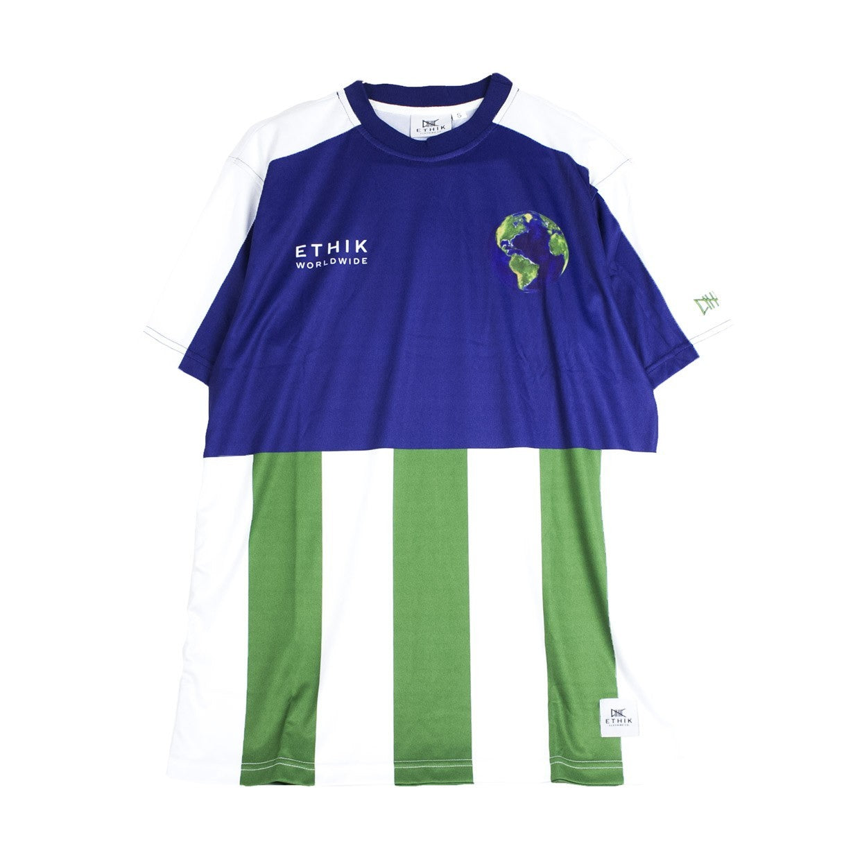 Ethik, Maglietta Uomo Global Soccer Jersey, Blu/ Verde